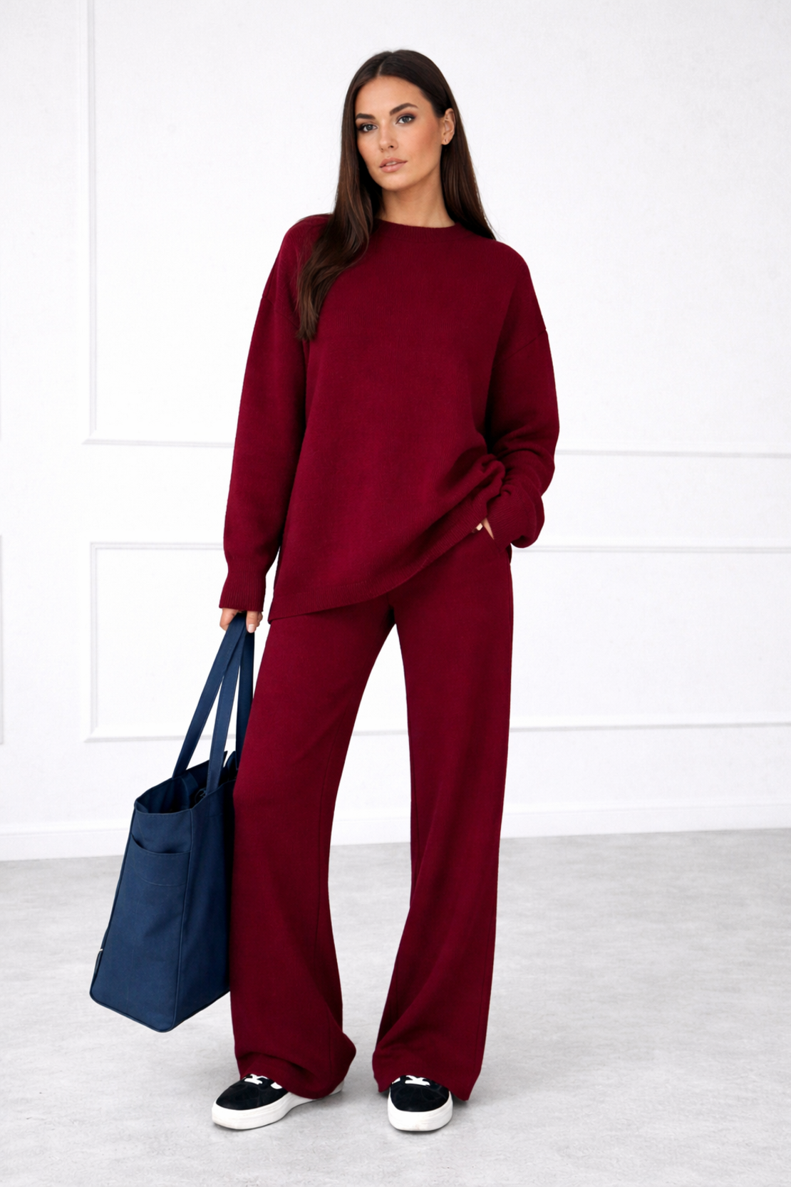 Комплект от финно плетиво в бордо