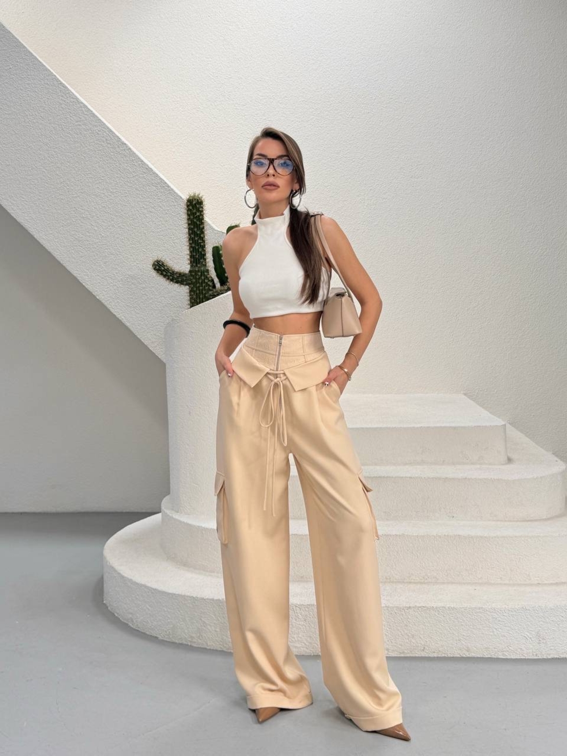 “Corset Cargo” Beige - панталон