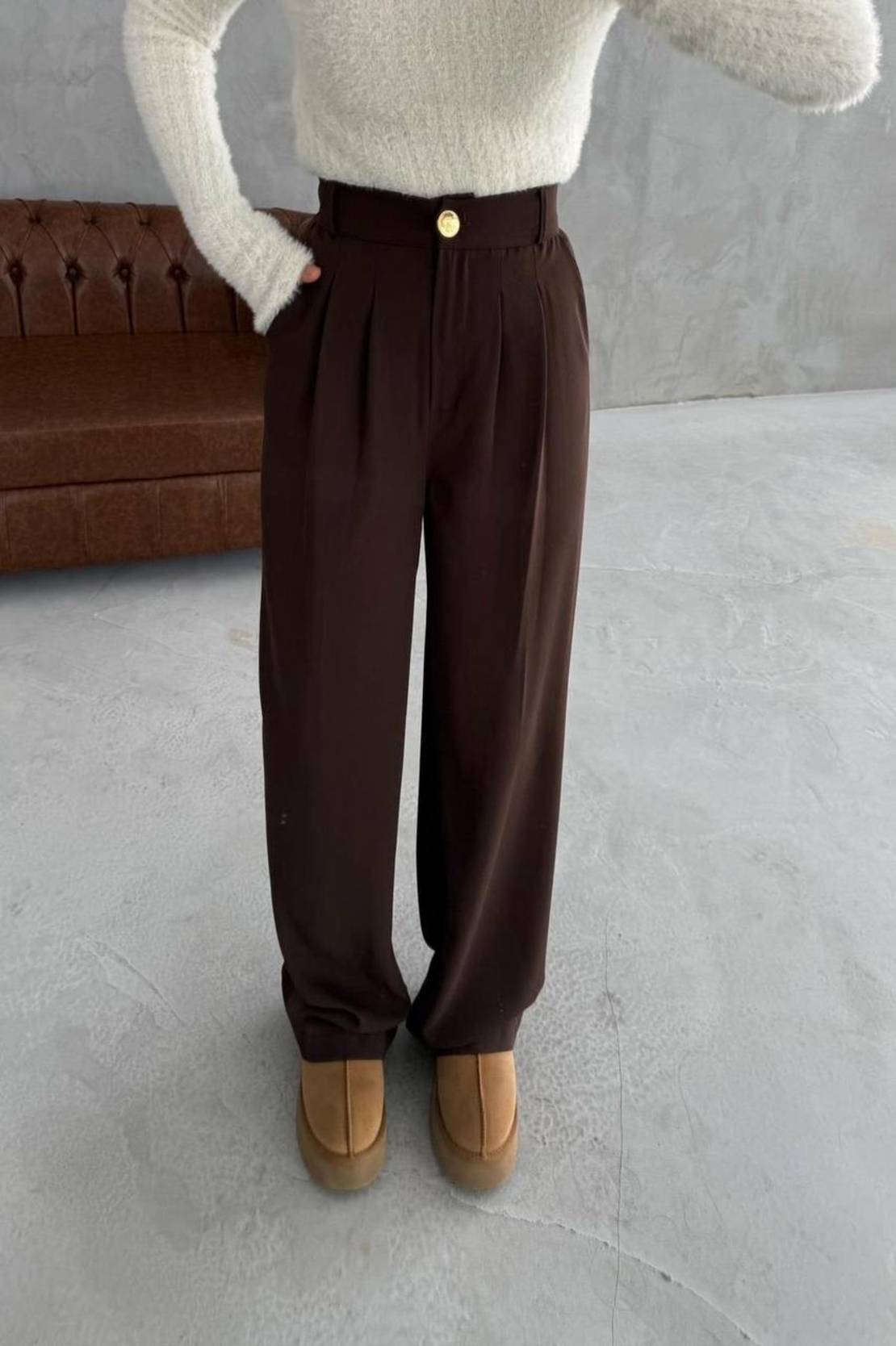 Mocha Wide High - Кафяв панталон