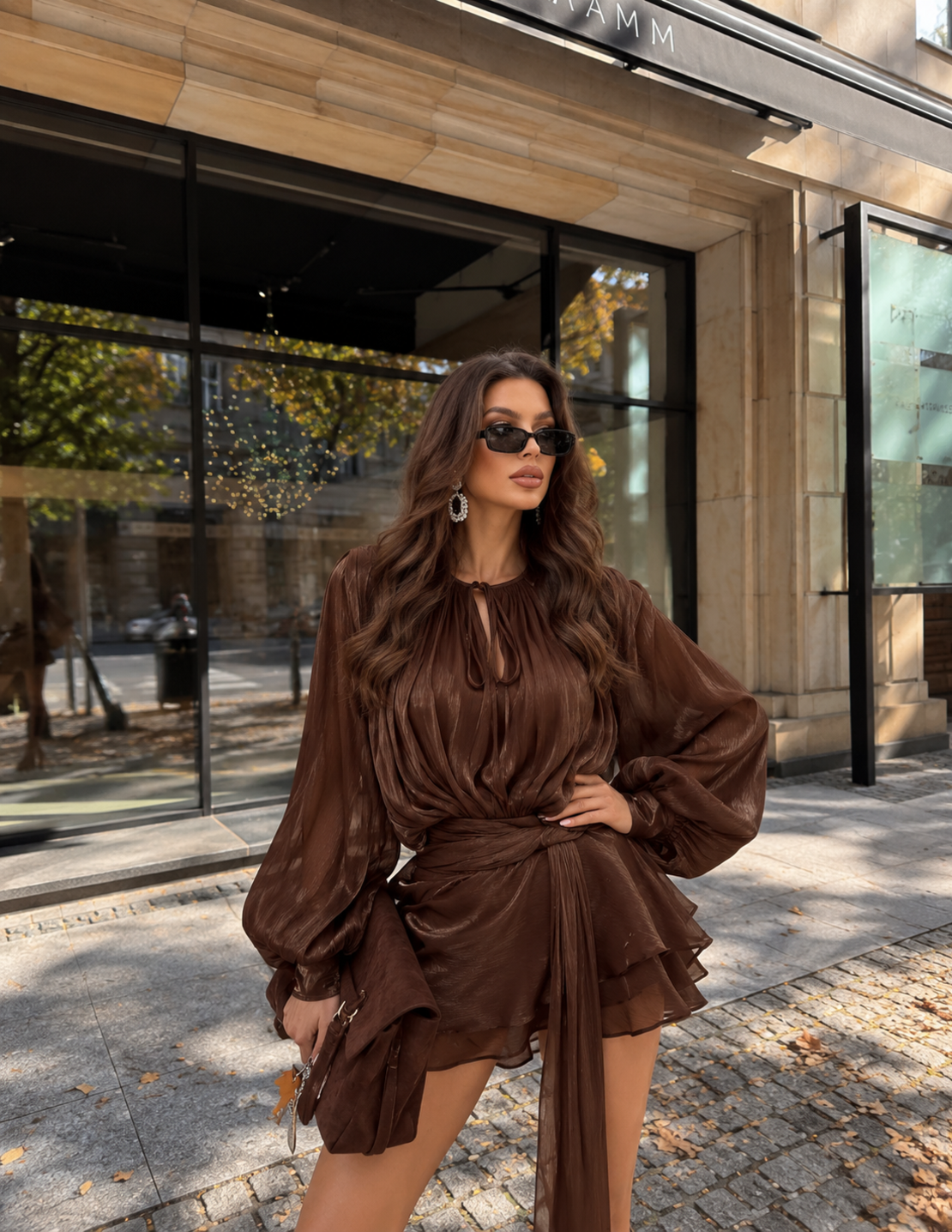 “ Ariana” brown – Елегантна шифонена рокля