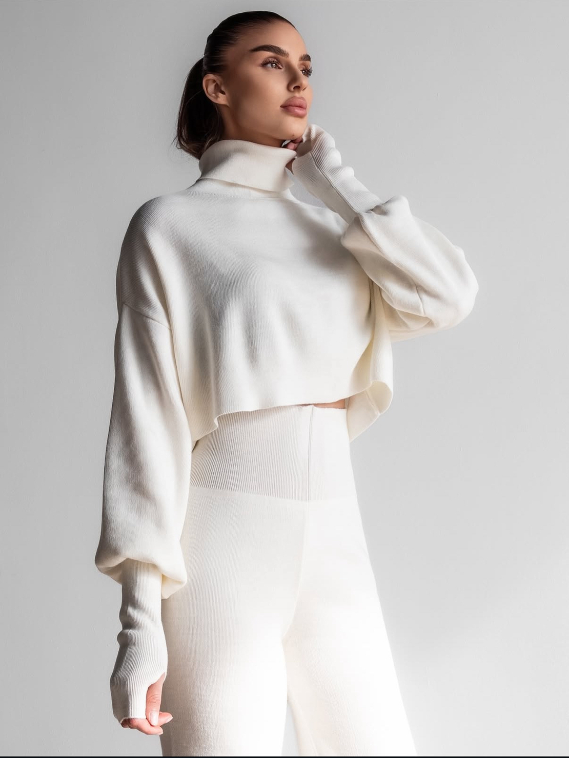 Cozy Elegance Set Ekru - плетен комплект с пуловер и панталон