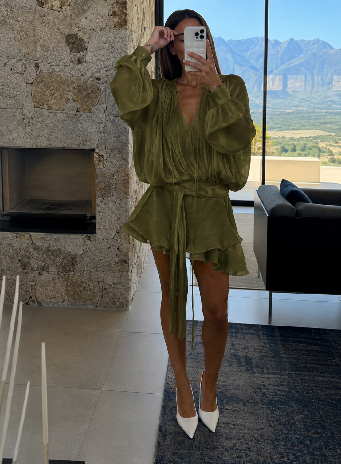 “ Ariana” green – Елегантна шифонена рокля