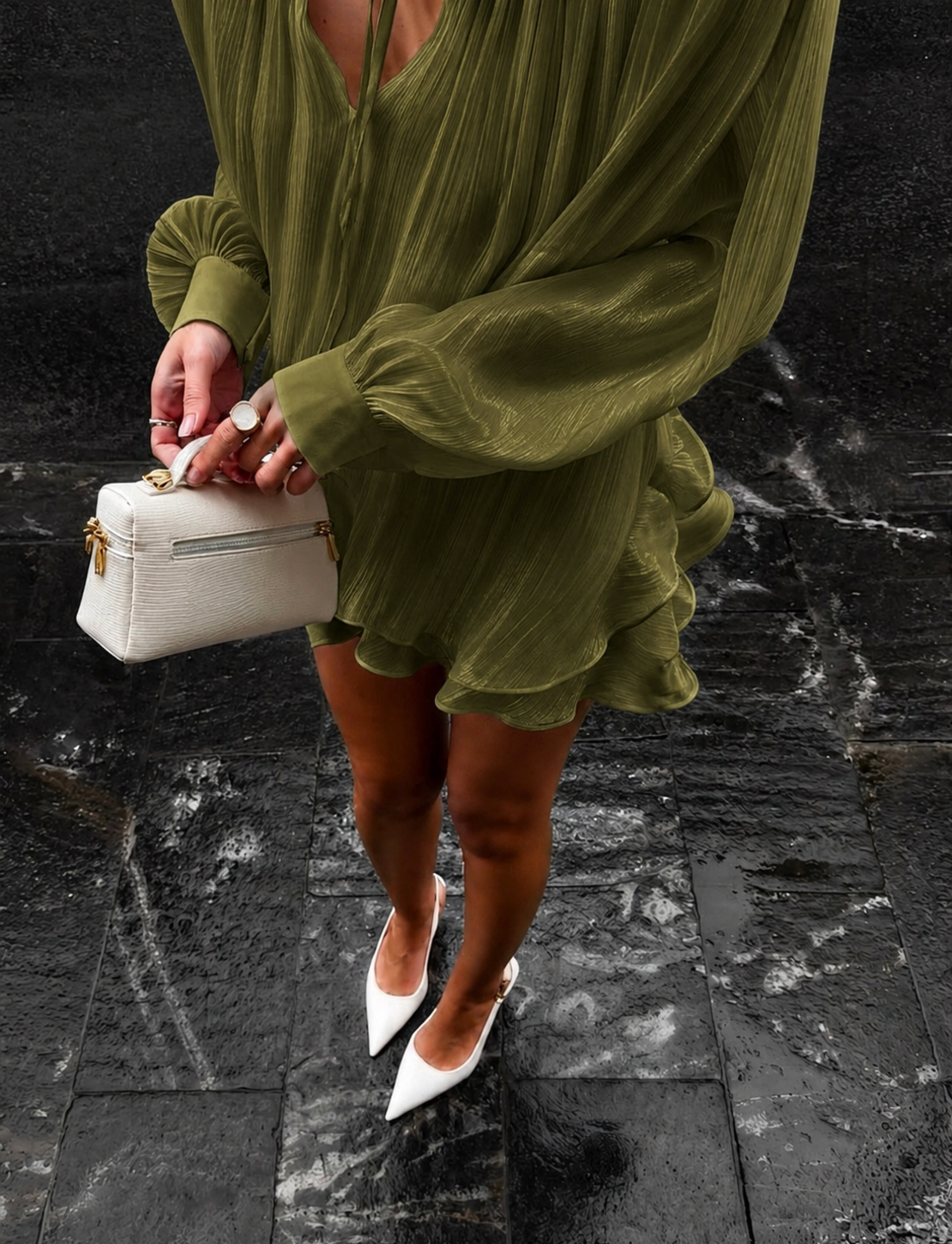 “ Ariana” green – Елегантна шифонена рокля