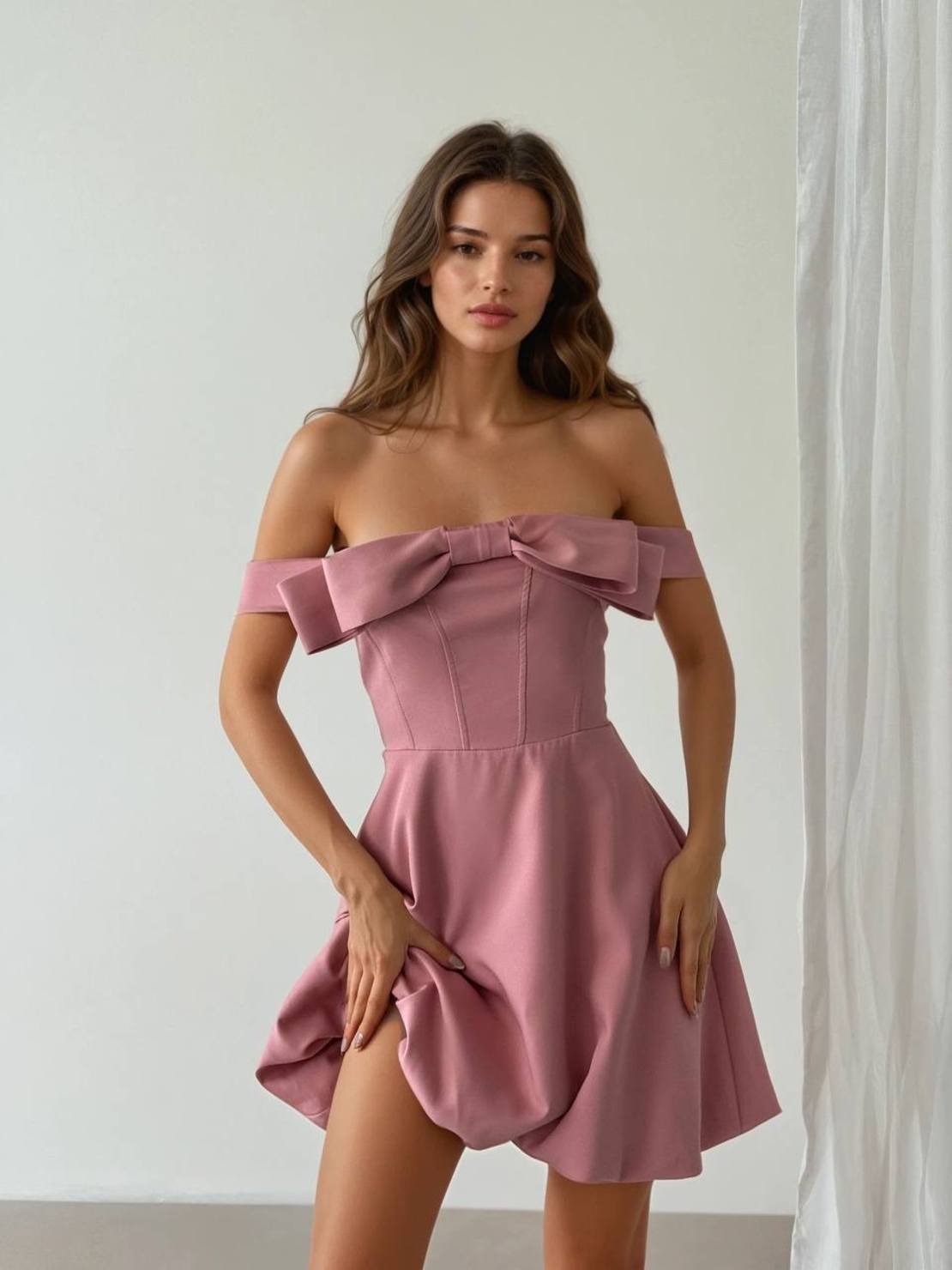 Eleganza – Елегантна рокля с панделка Pink