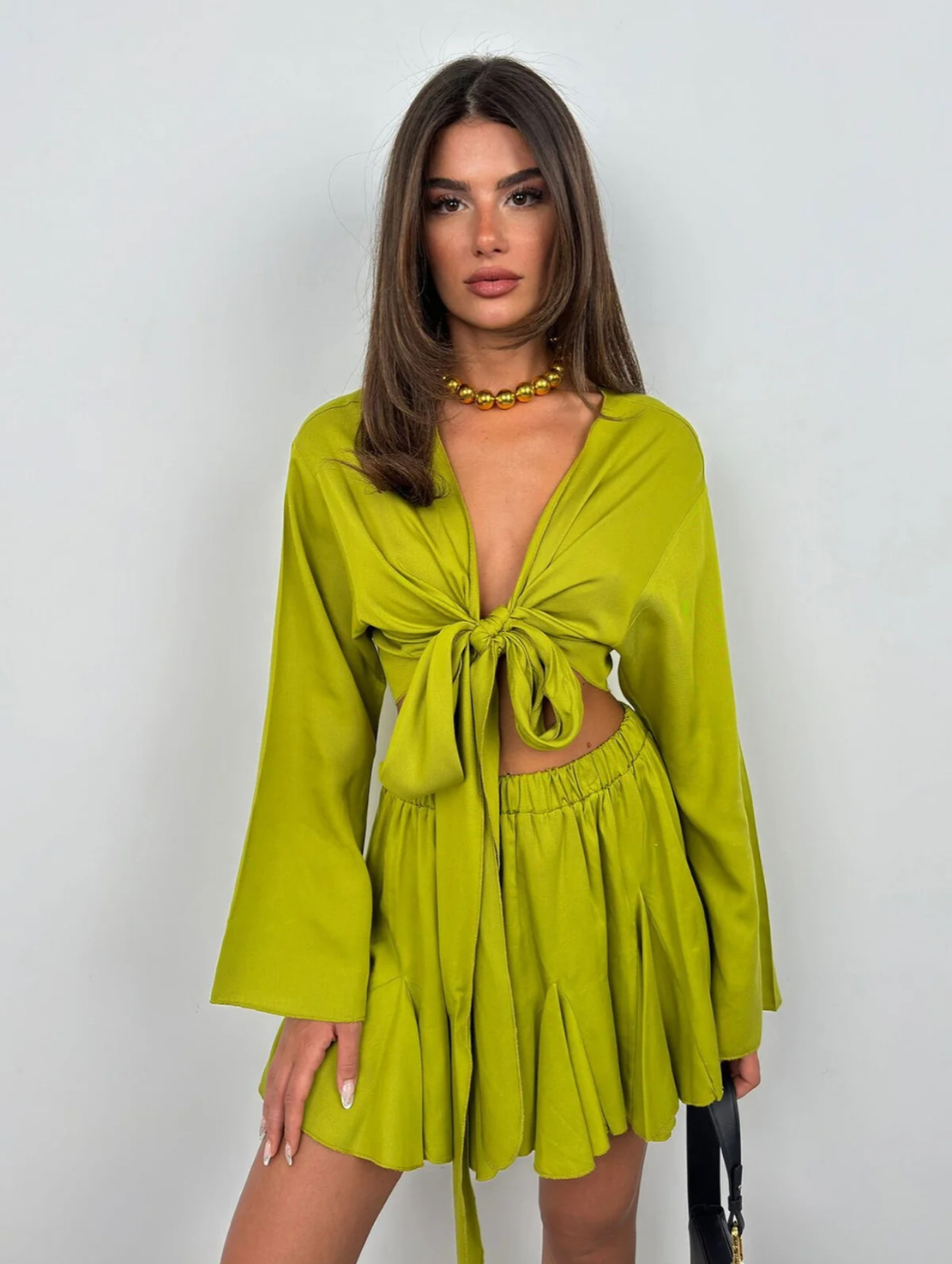 FASHION BLOOM Комплект от пола и риза с панделка green
