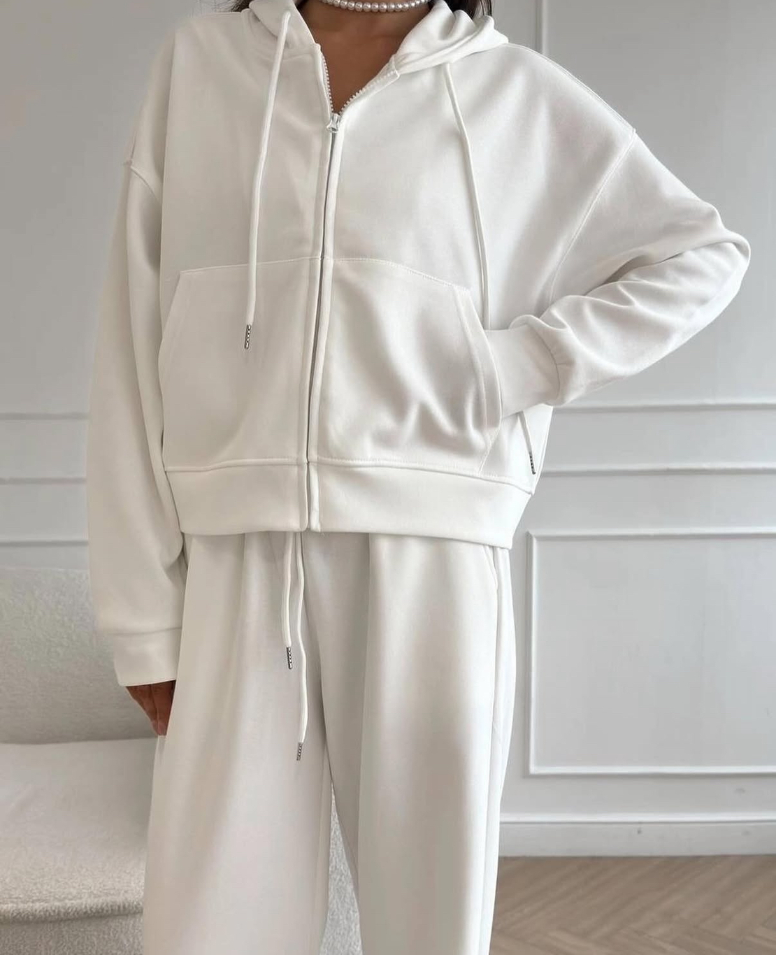 ROOV White Спортен широк екип от памук