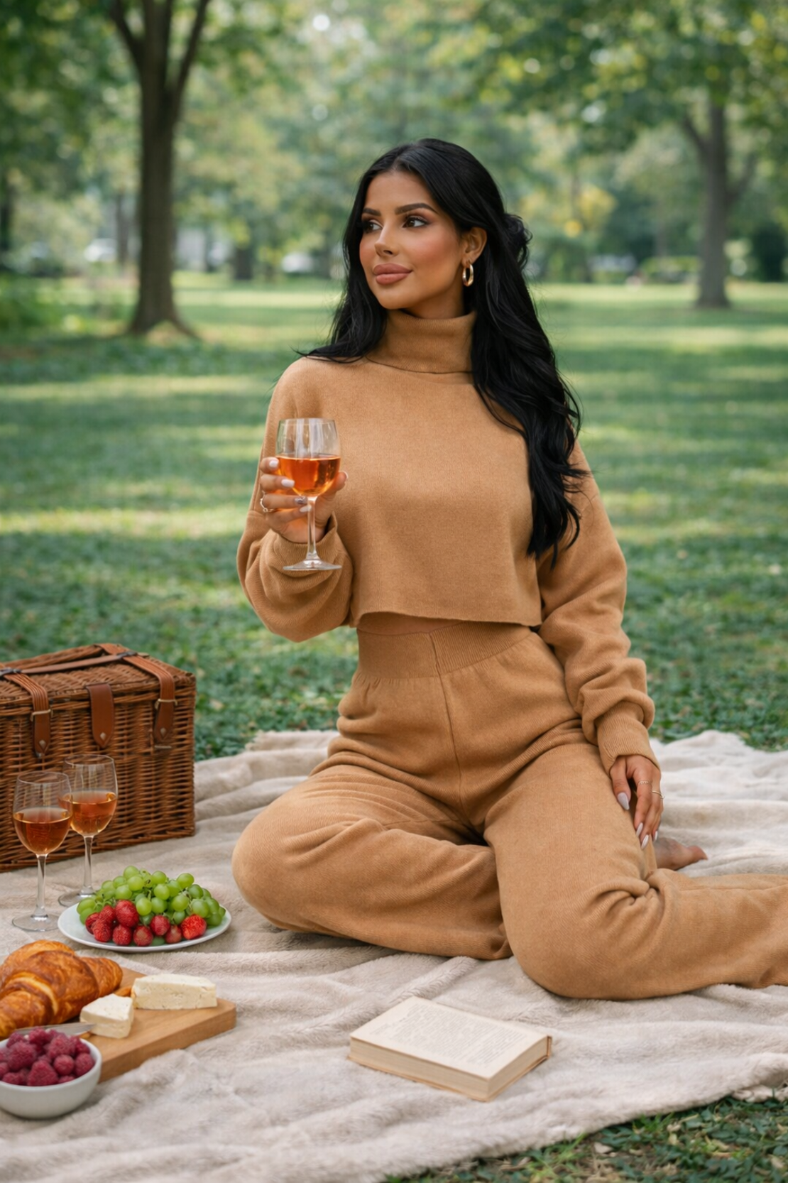Cozy Elegance Set Beige - плетен комплект с пуловер и панталон