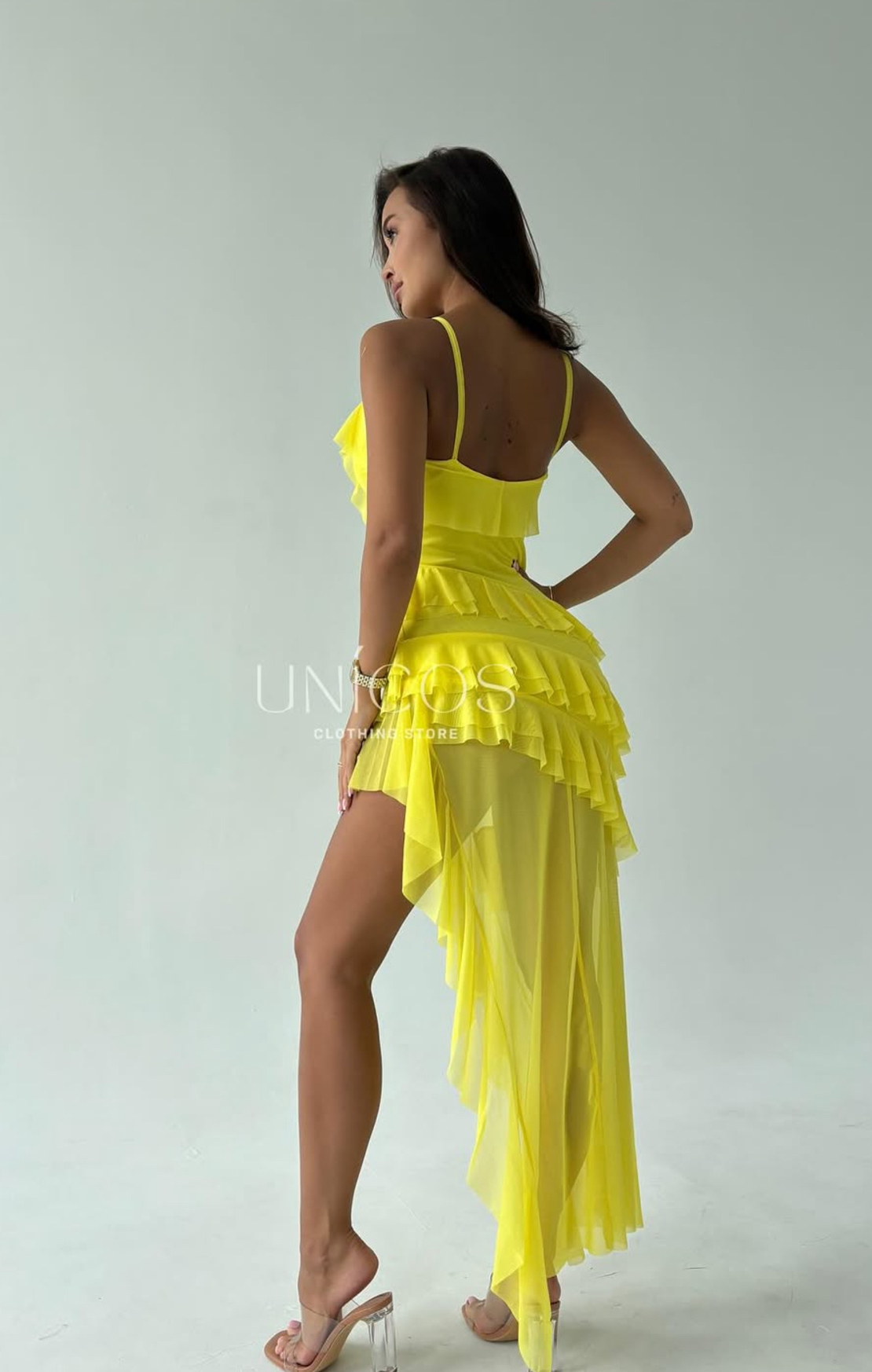Асиметрична рокля „Лятна магия“ yellow