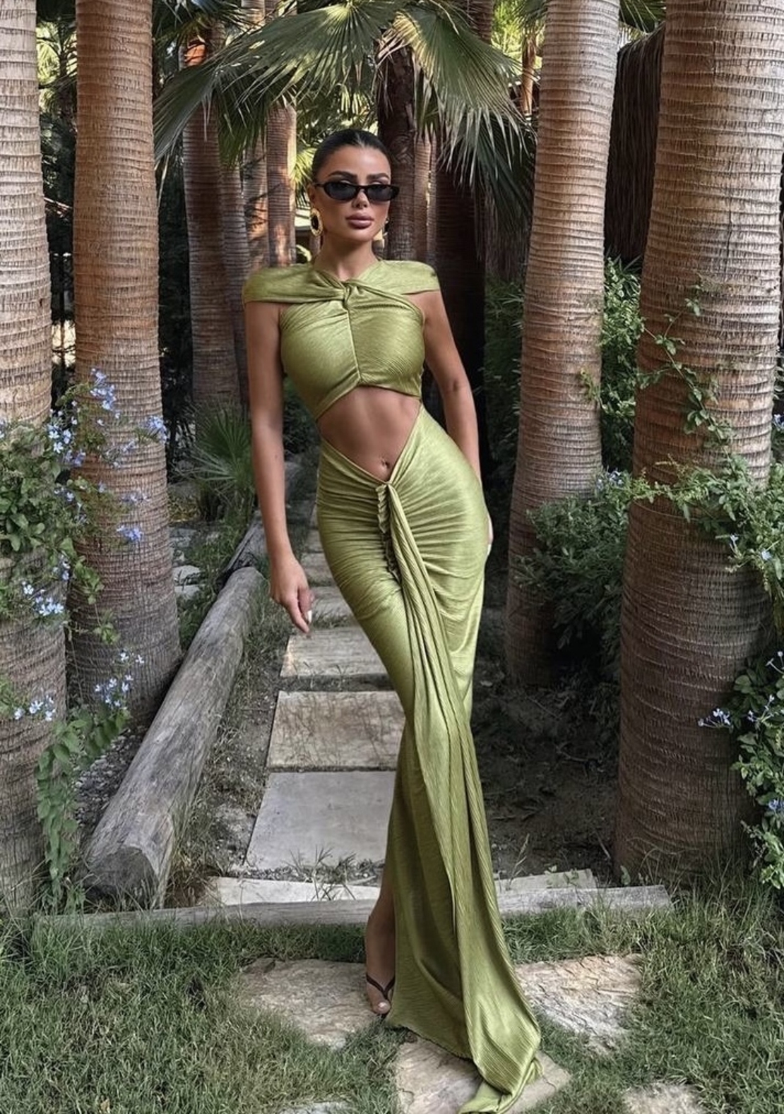“Sculpt Glam Dress” Green - Дълга рокля