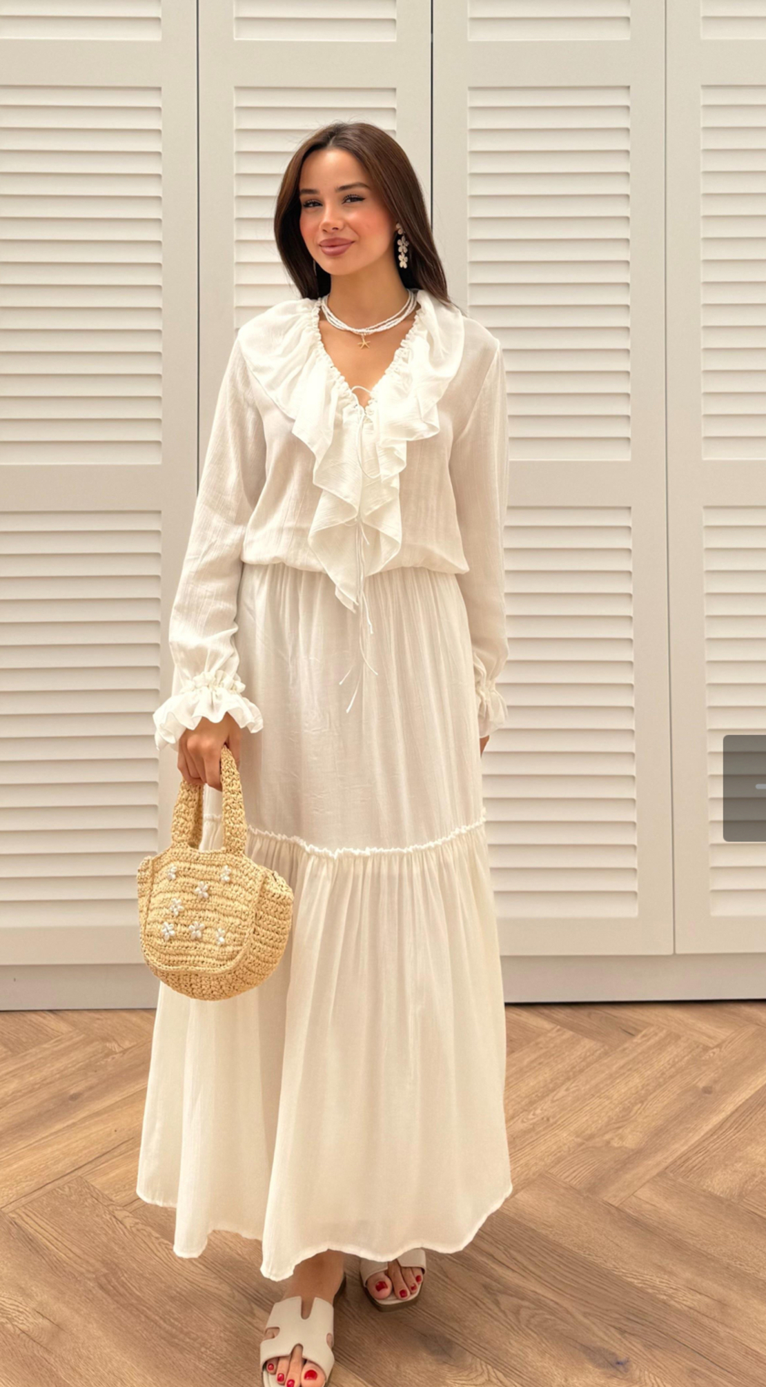 Дълга Риза-Рокля “Breeze Tie” white