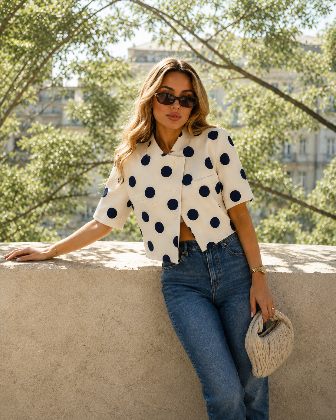 “Polka Chic Blazer” blue