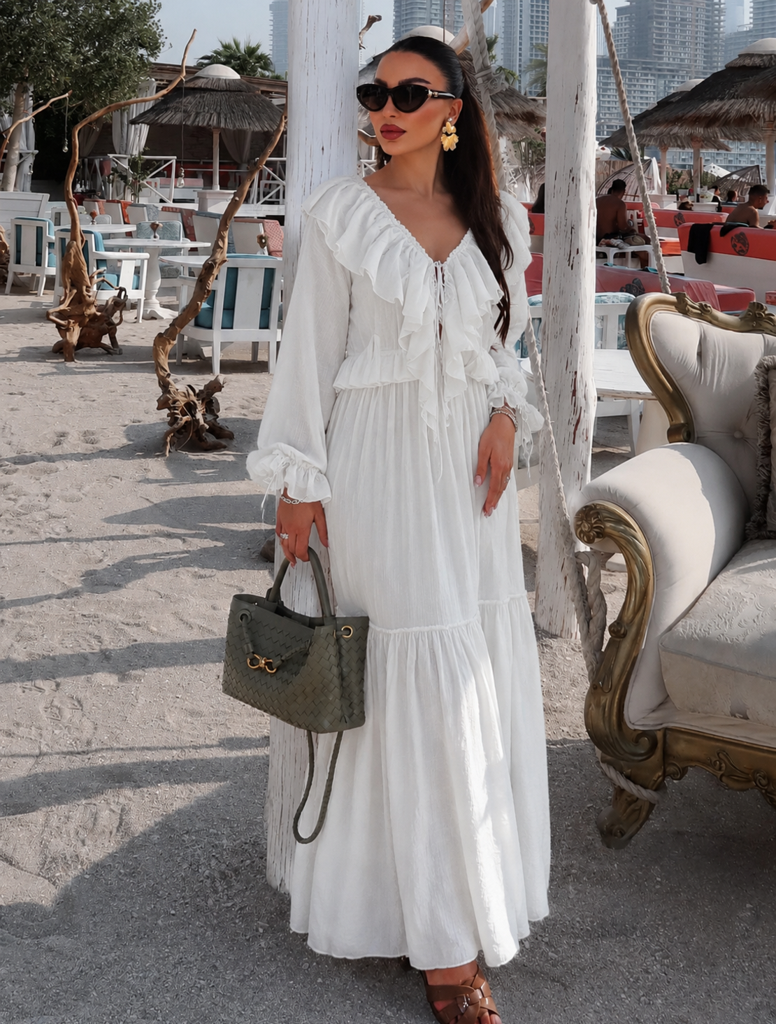 “Breeze Tie” white - Ефирна Рокля