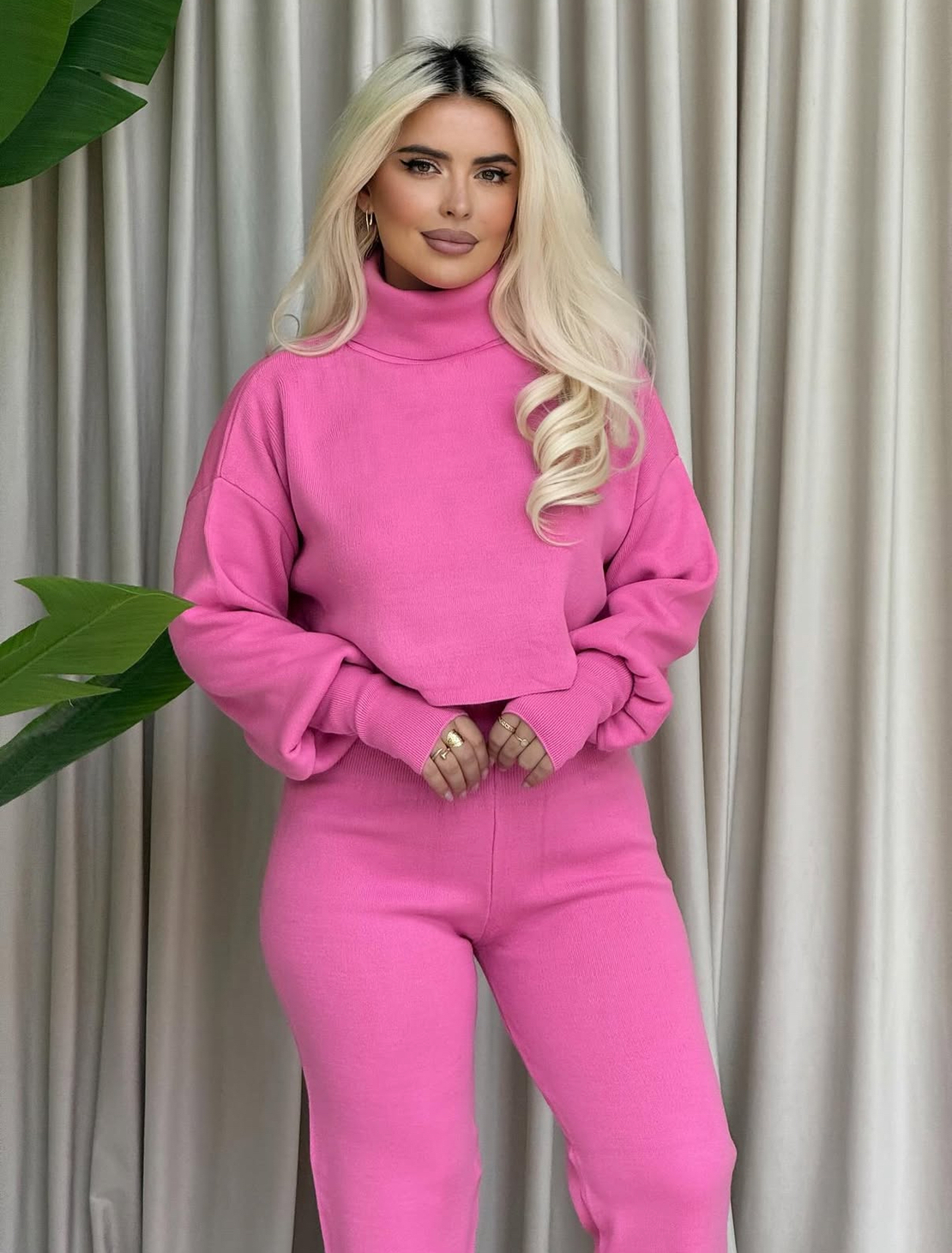 Cozy Elegance Set Pink - плетен комплект с пуловер и панталон