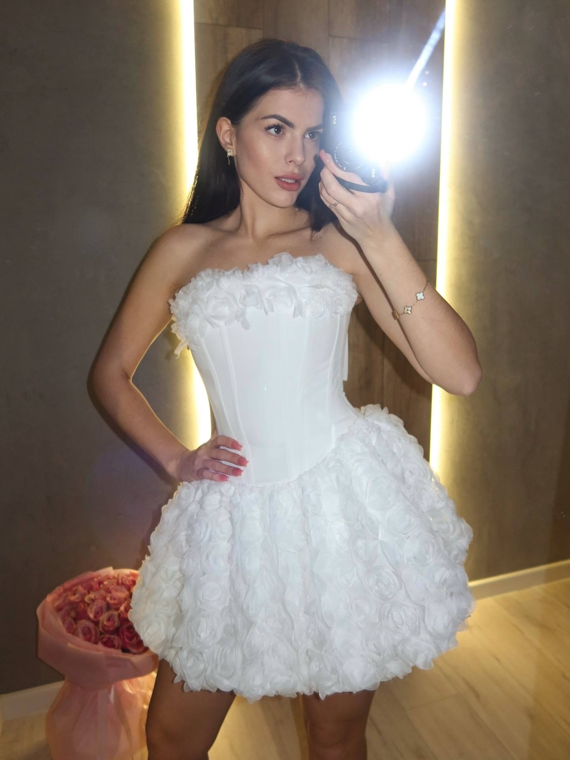 “ Angel Rosé Bloom Corset” Dress - Бяла рокля