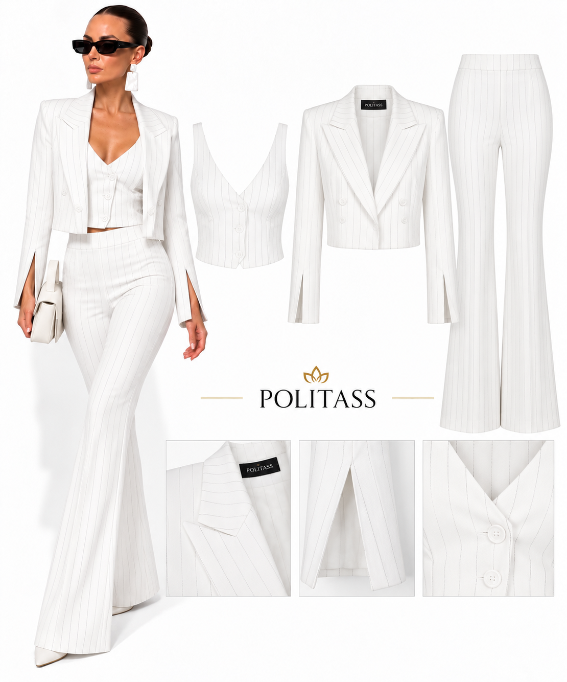 “ Sofia Pinstripe “ white - сако, елек и панталон