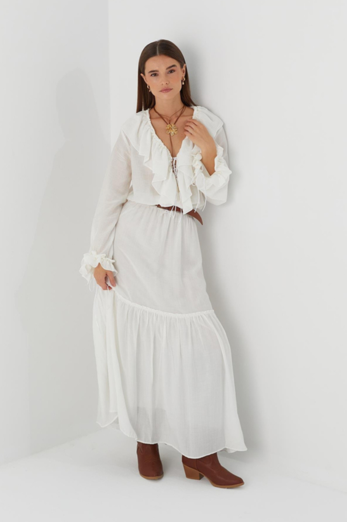 Дълга Риза-Рокля “Breeze Tie” white