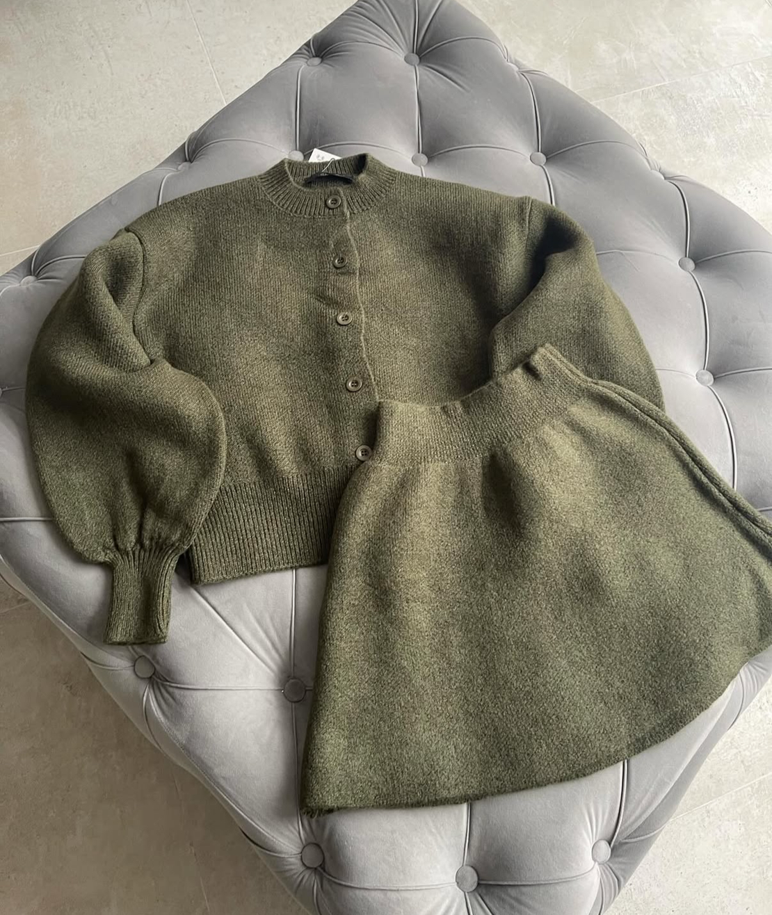 “ Winter Muse “ green – плетен комплект жилетка и пола