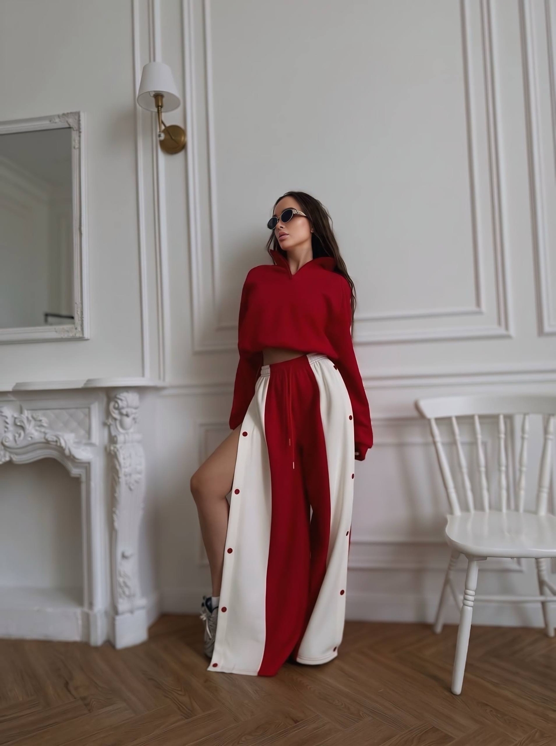 “ Urban Contrast Luxe Set “ red - спортен екип с копчета