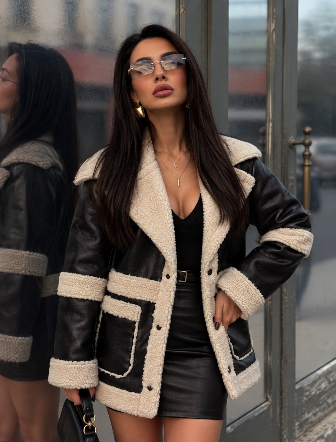 “ KarakuLuxe “ Beige -  издължено кожено яке