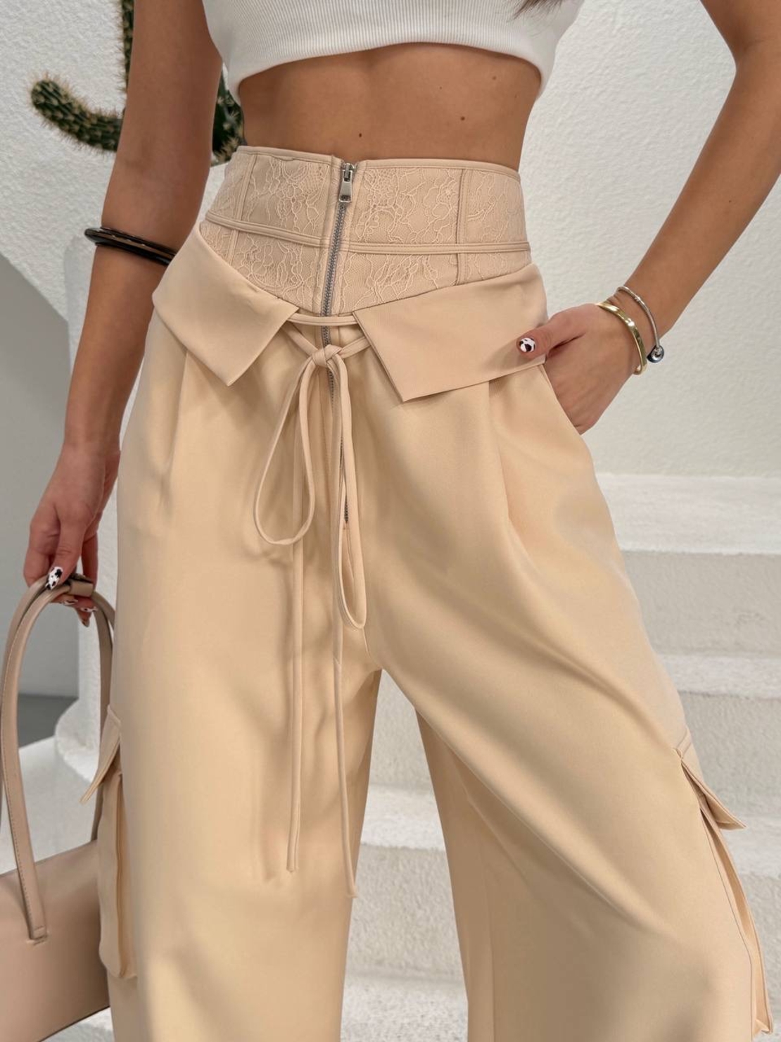 “Corset Cargo” Beige - панталон