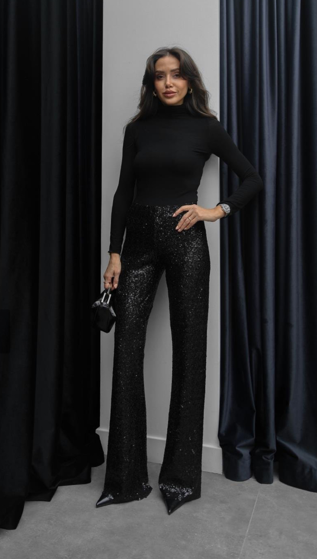 Noir Glam – елегантен панталон с пайети