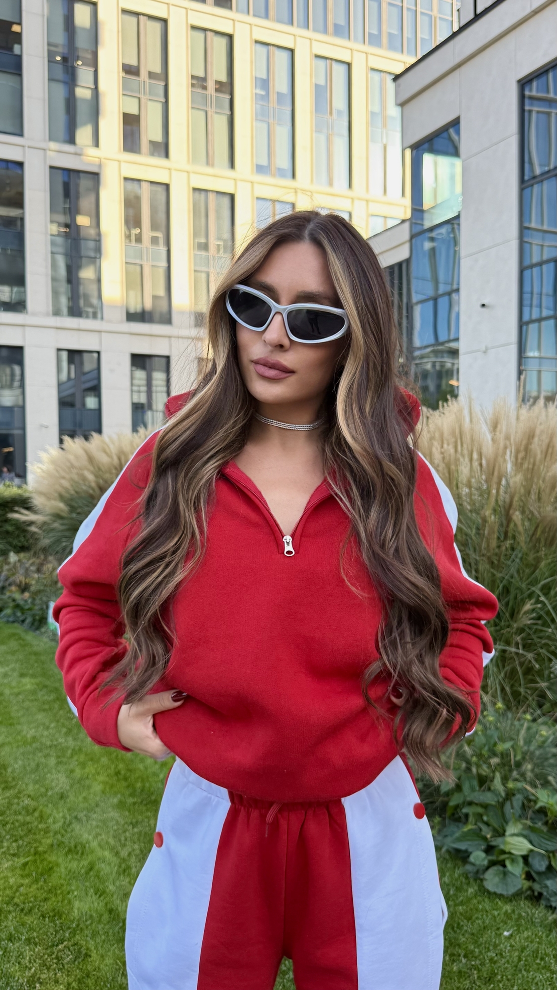 “ Urban Contrast Luxe Set “ red - спортен екип с копчета