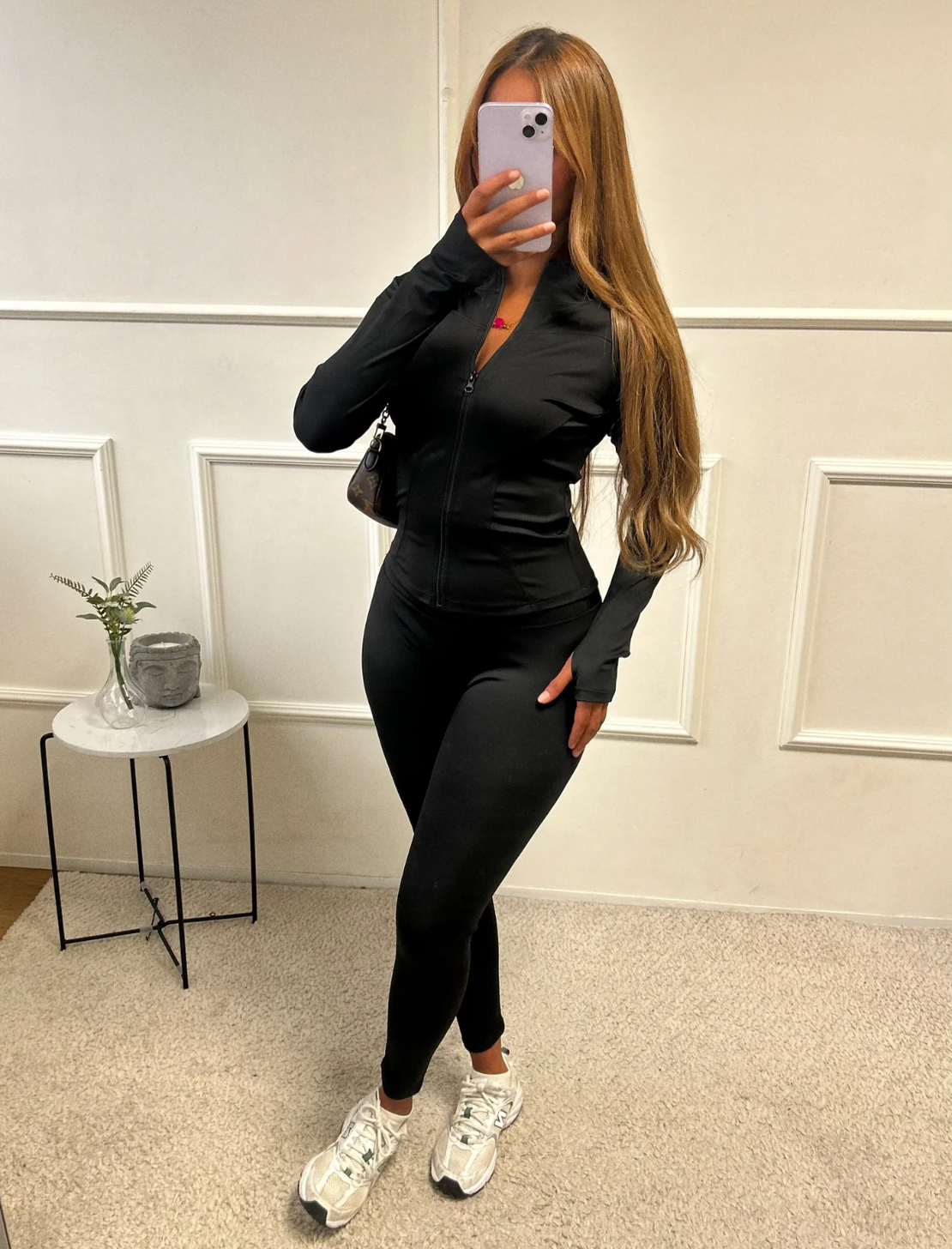 Спортен сет „ActiveFit“ Black – комплект от клин и блуза с цип