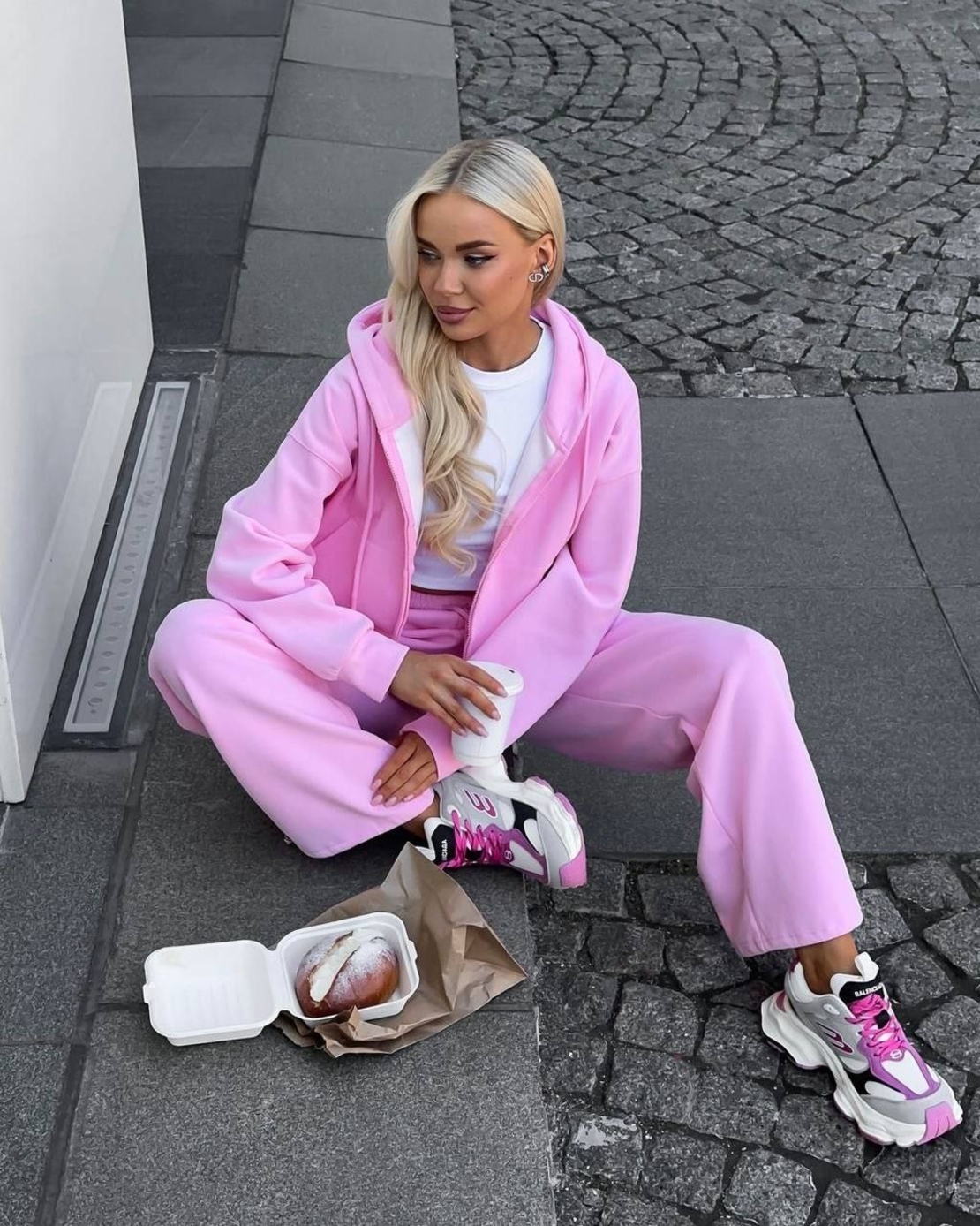 ROOV Pink Спортен широк екип от памук