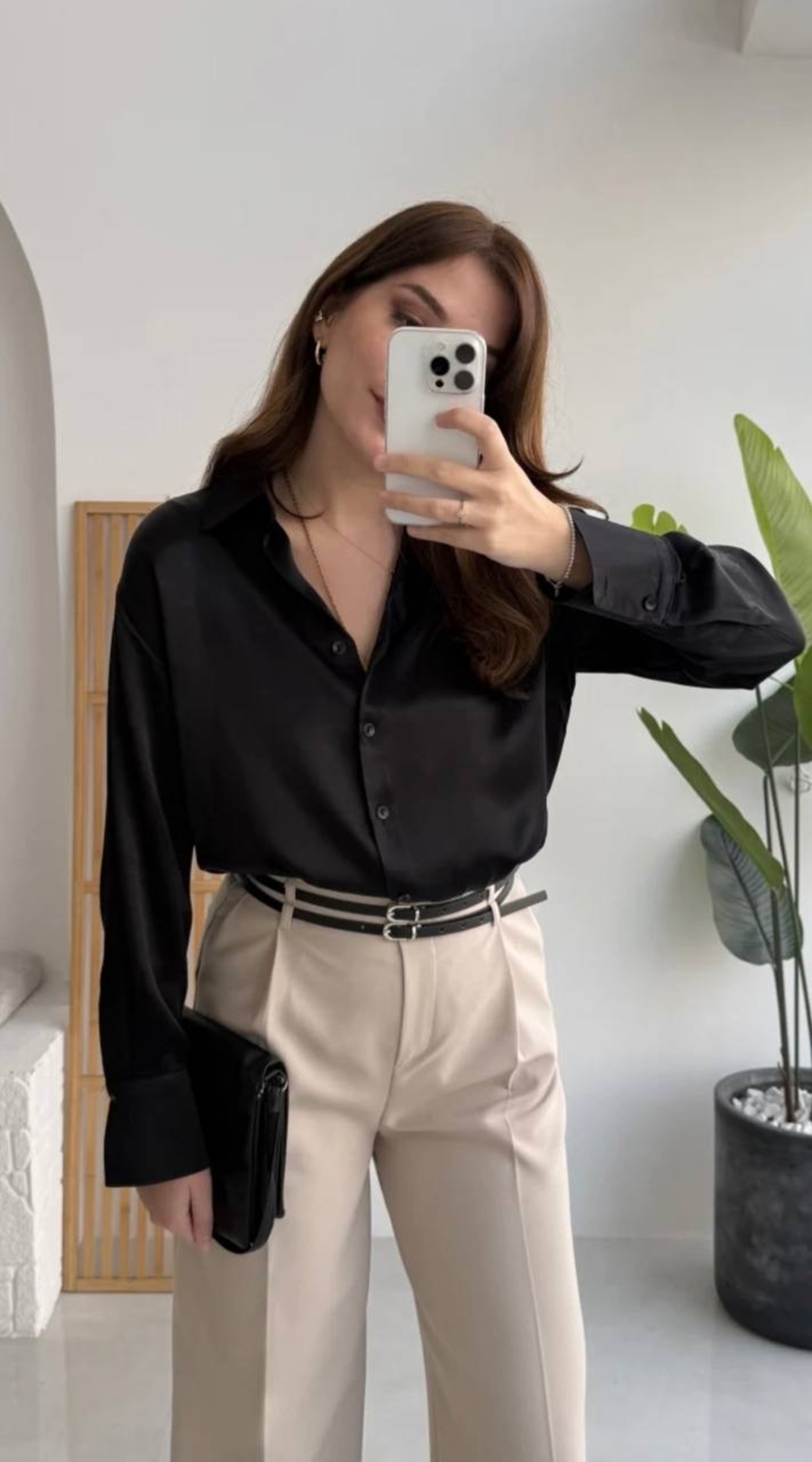 Midnight Satin Shirt Black - сатенена риза