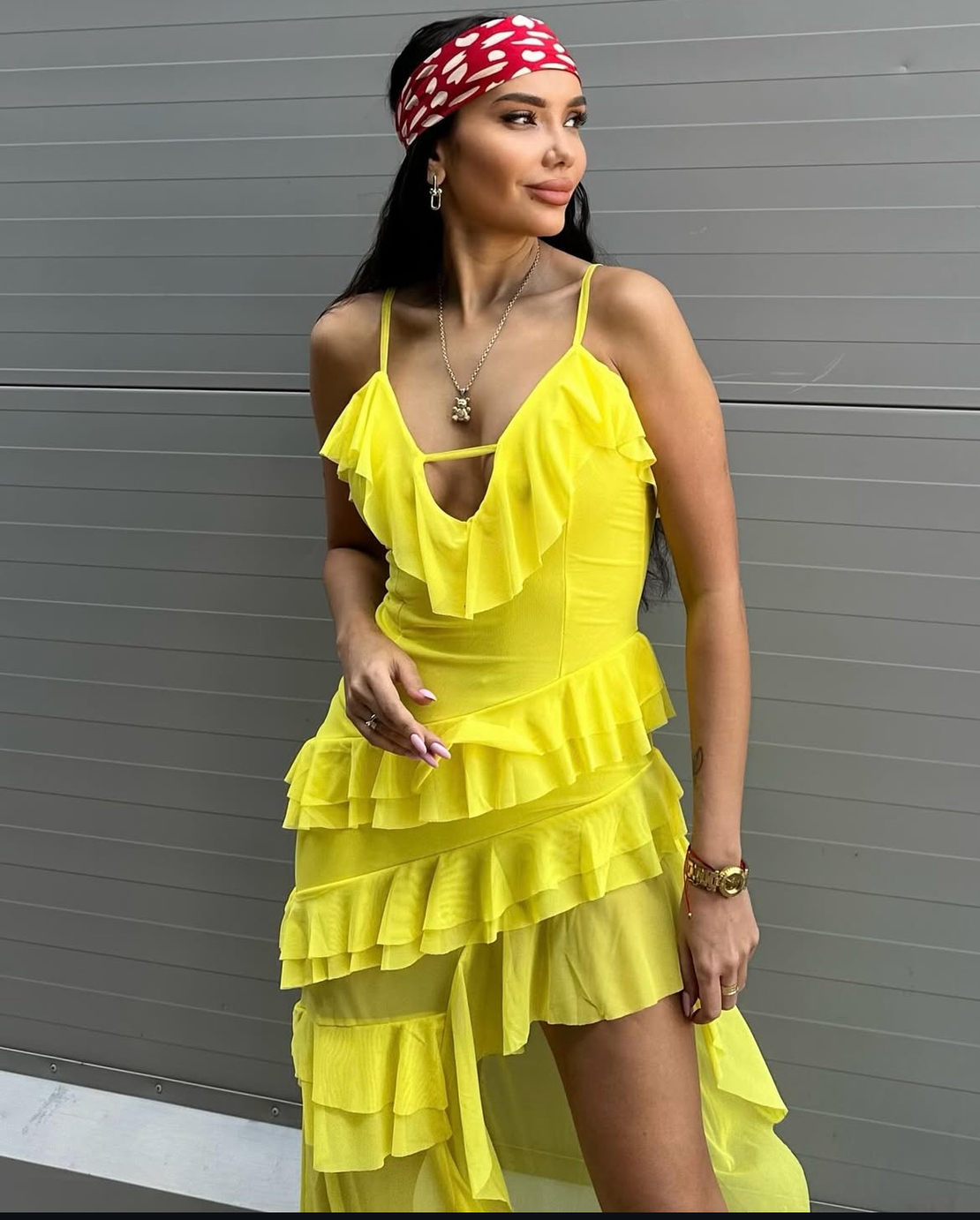 Асиметрична рокля „Лятна магия“ yellow