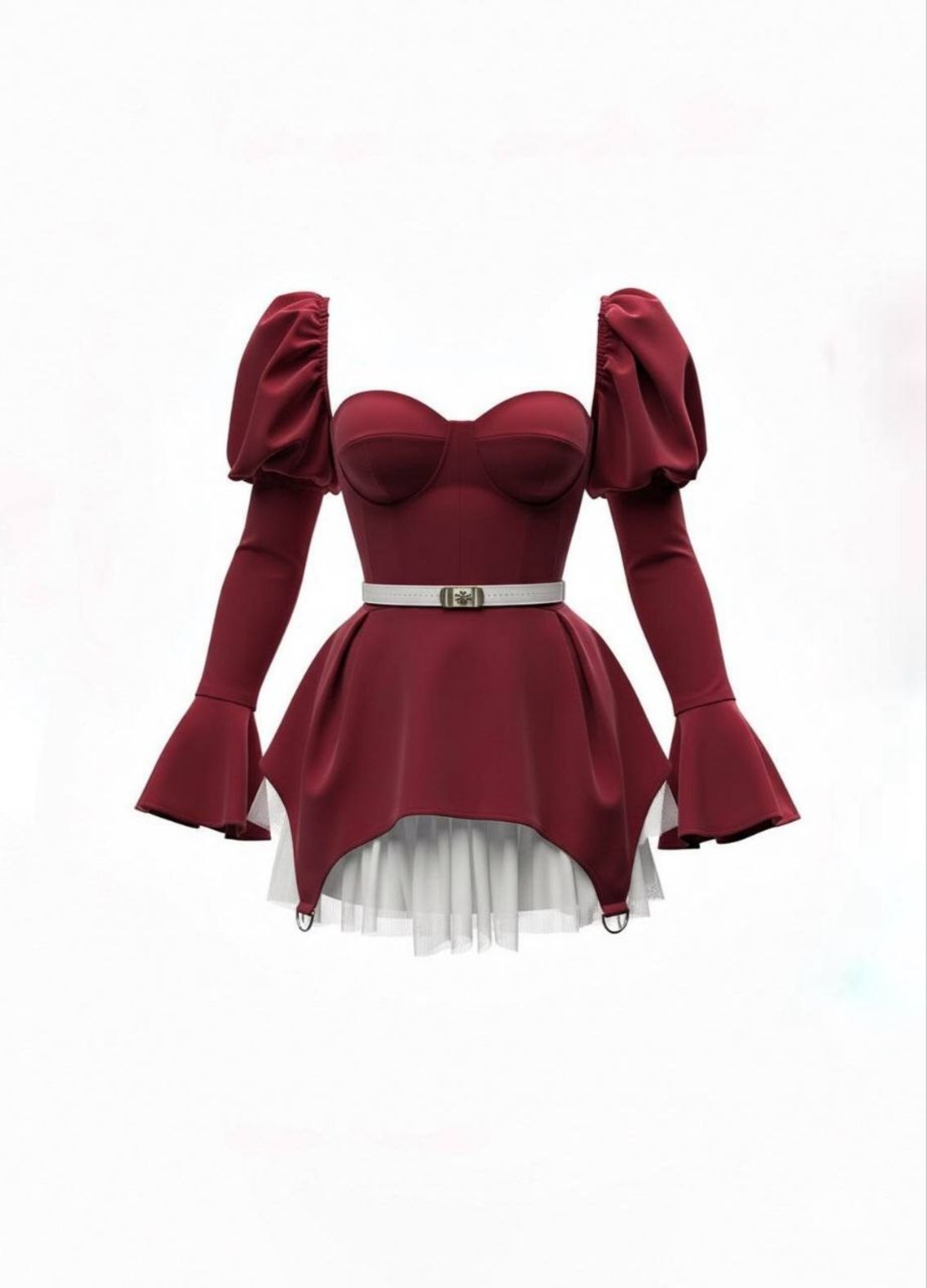 Bordo Diva – Рокля с паднало рамо и разкроена пола