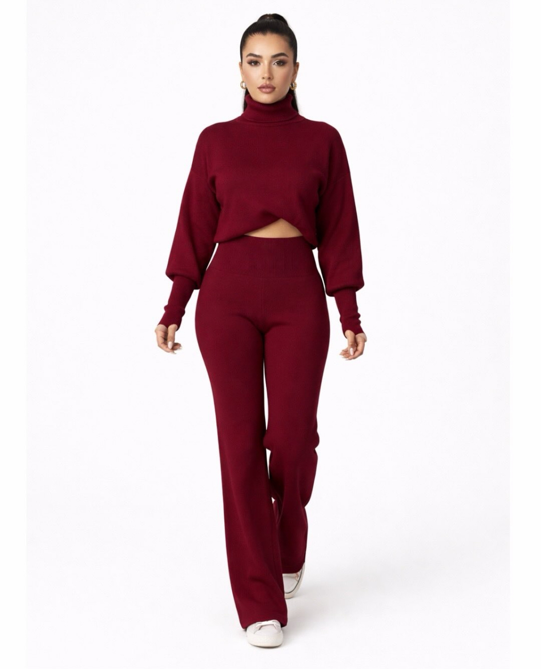 Cozy Elegance Set Bordo - плетен комплект