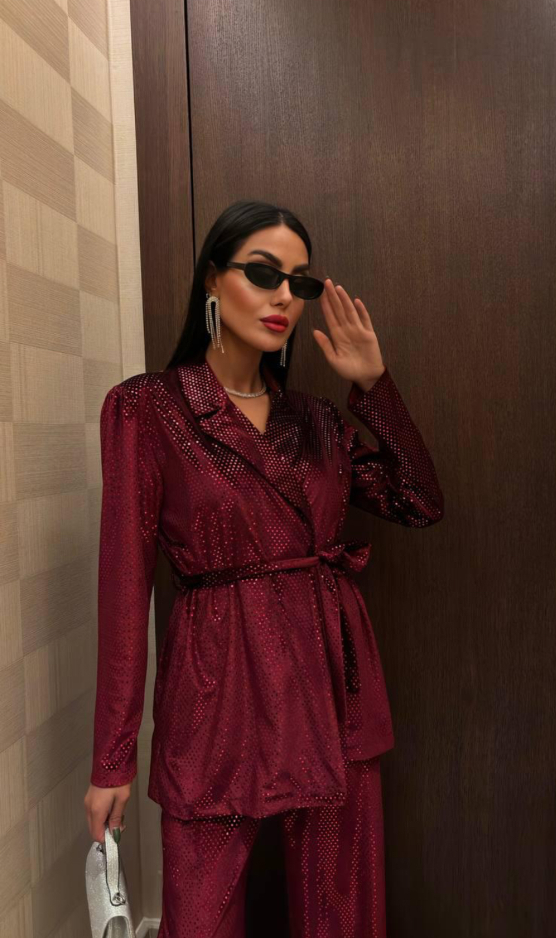 “Shine Party Suit” red – Елегантен костюм с пайети