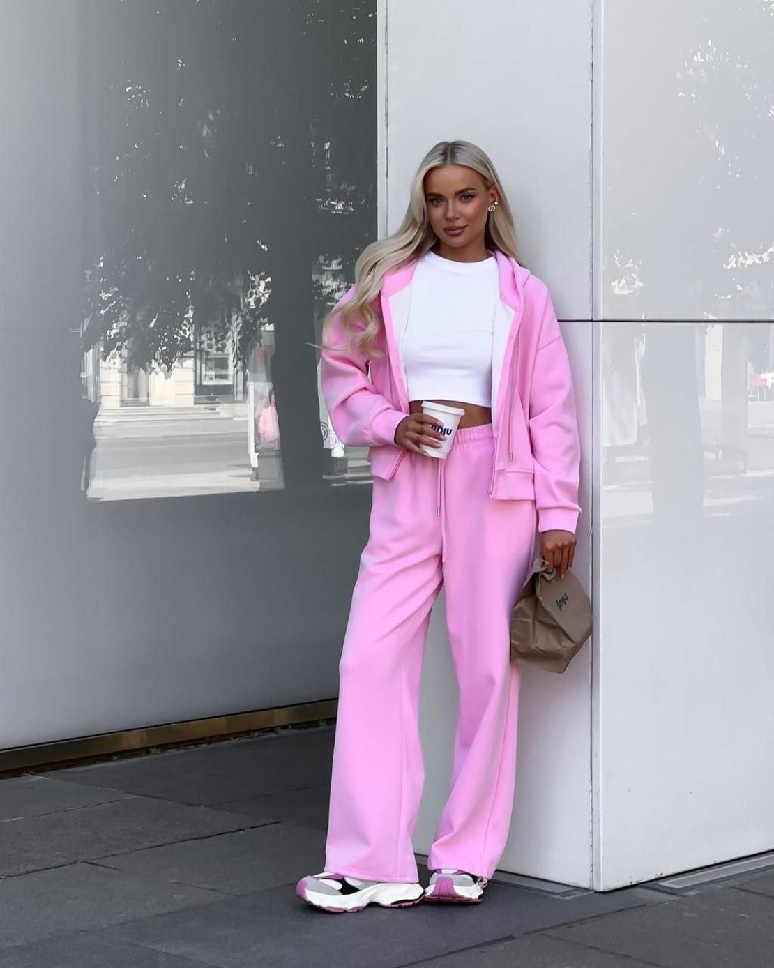 ROOV Pink Спортен широк екип от памук