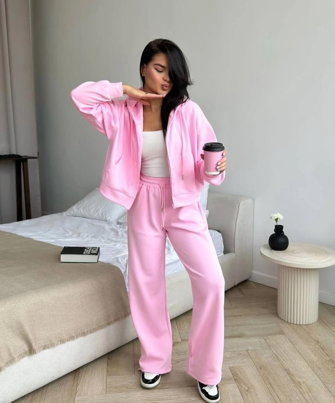 ROOV Pink Спортен широк екип от памук