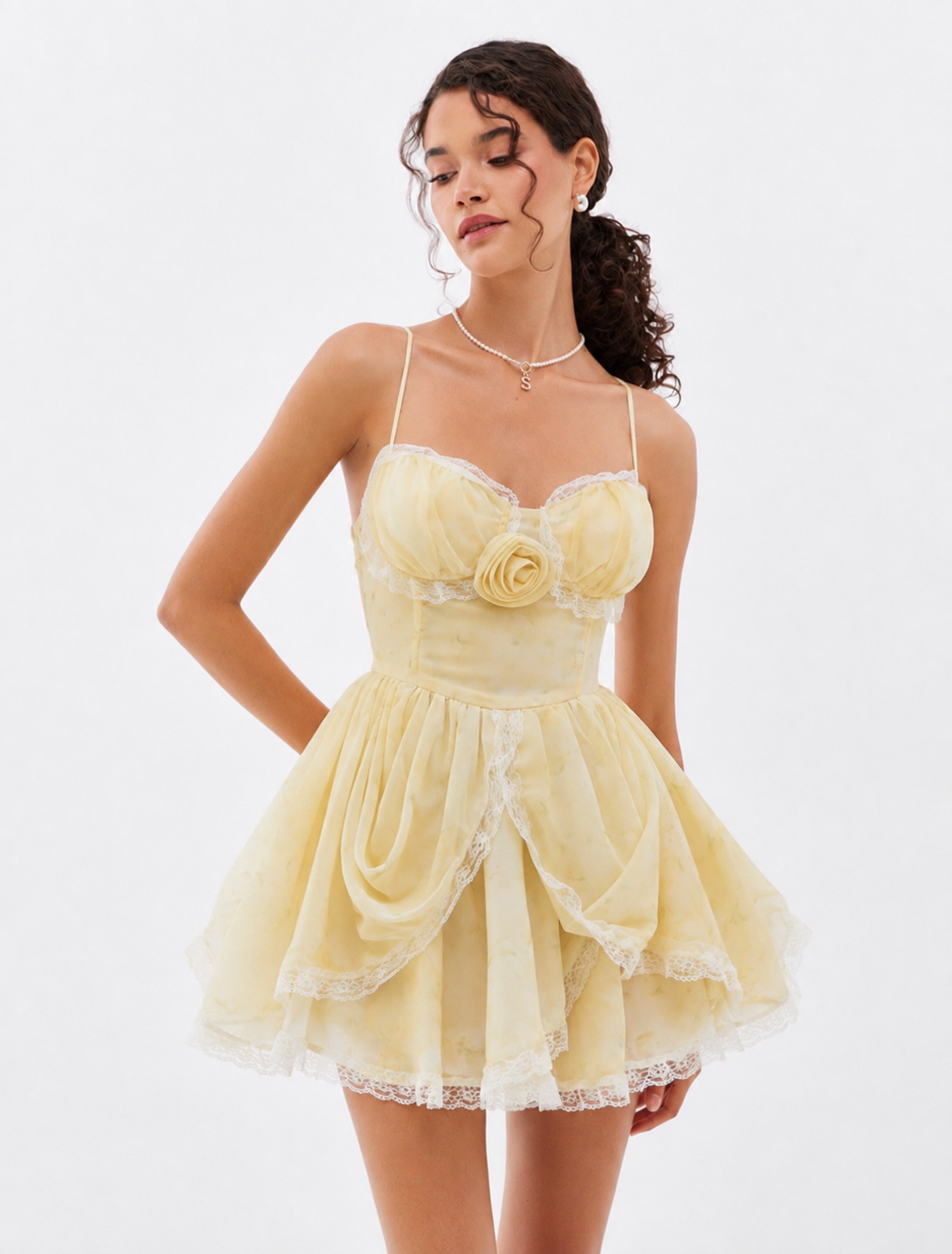 “Rosette” yellow - мини рокля