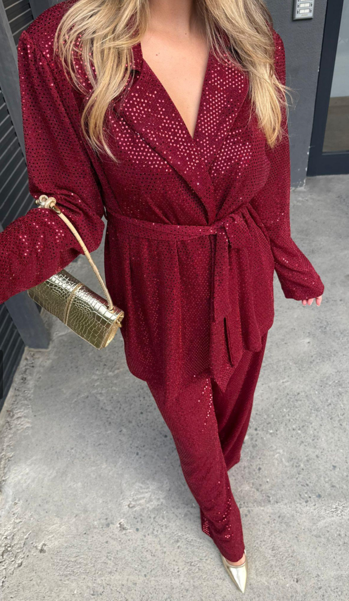 “Shine Party Suit” red – Елегантен костюм с пайети