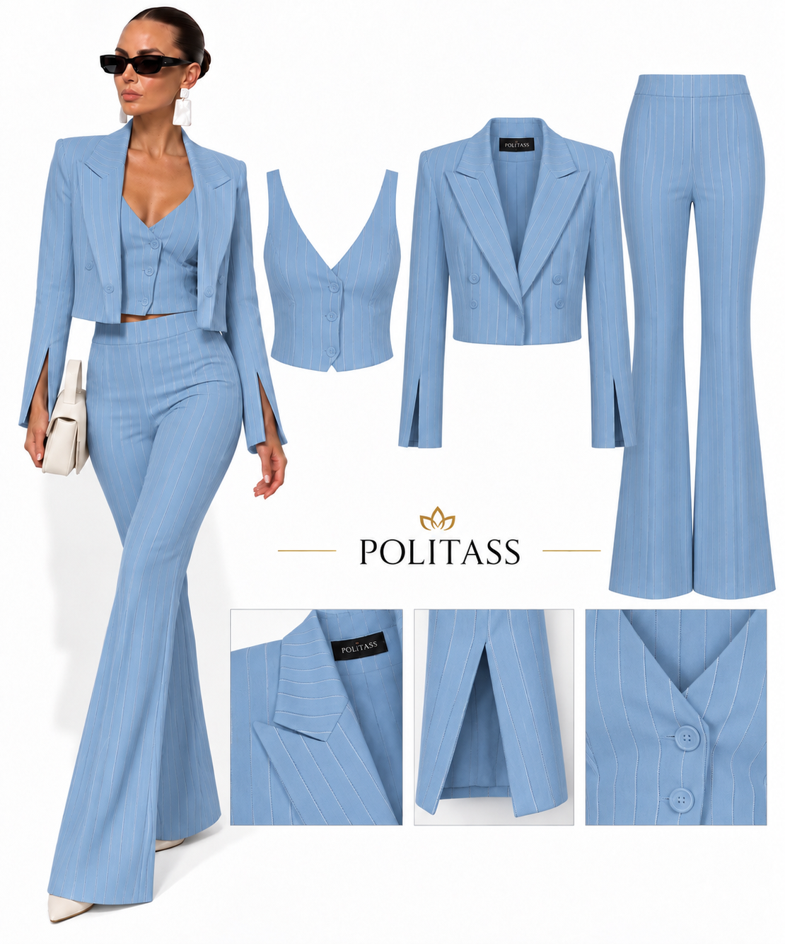 “ Sofia Pinstripe “ blue - сако, елек и панталон