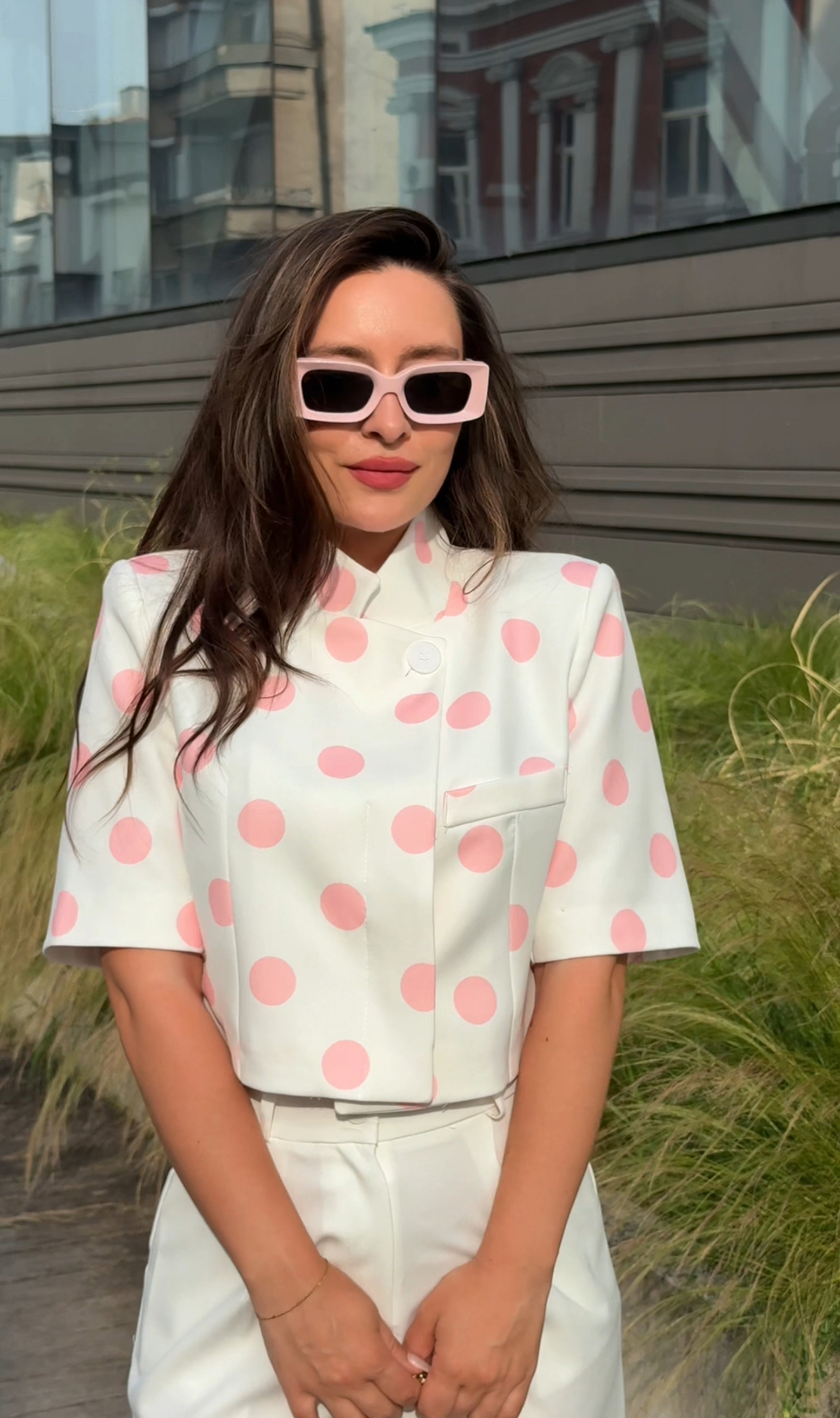“Polka Chic Blazer” pink