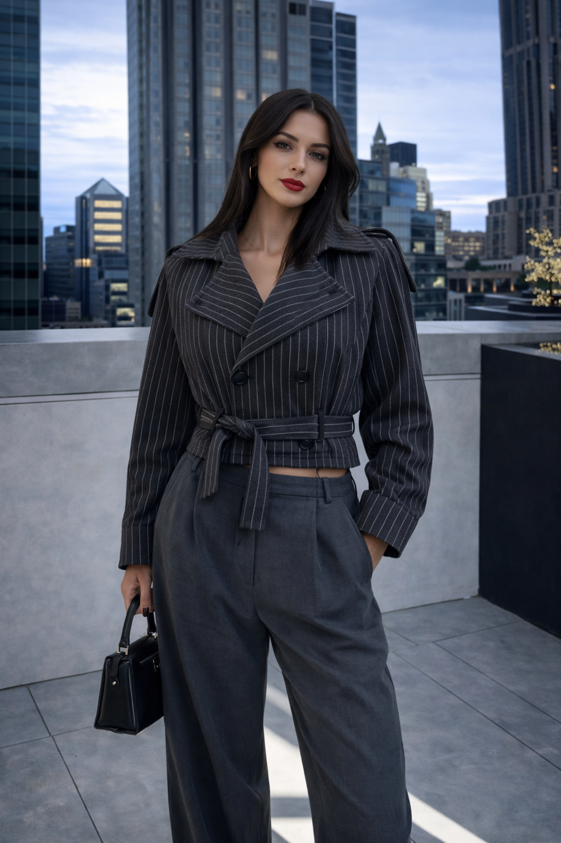 Rocker Fit Преходно палто с колан на райе