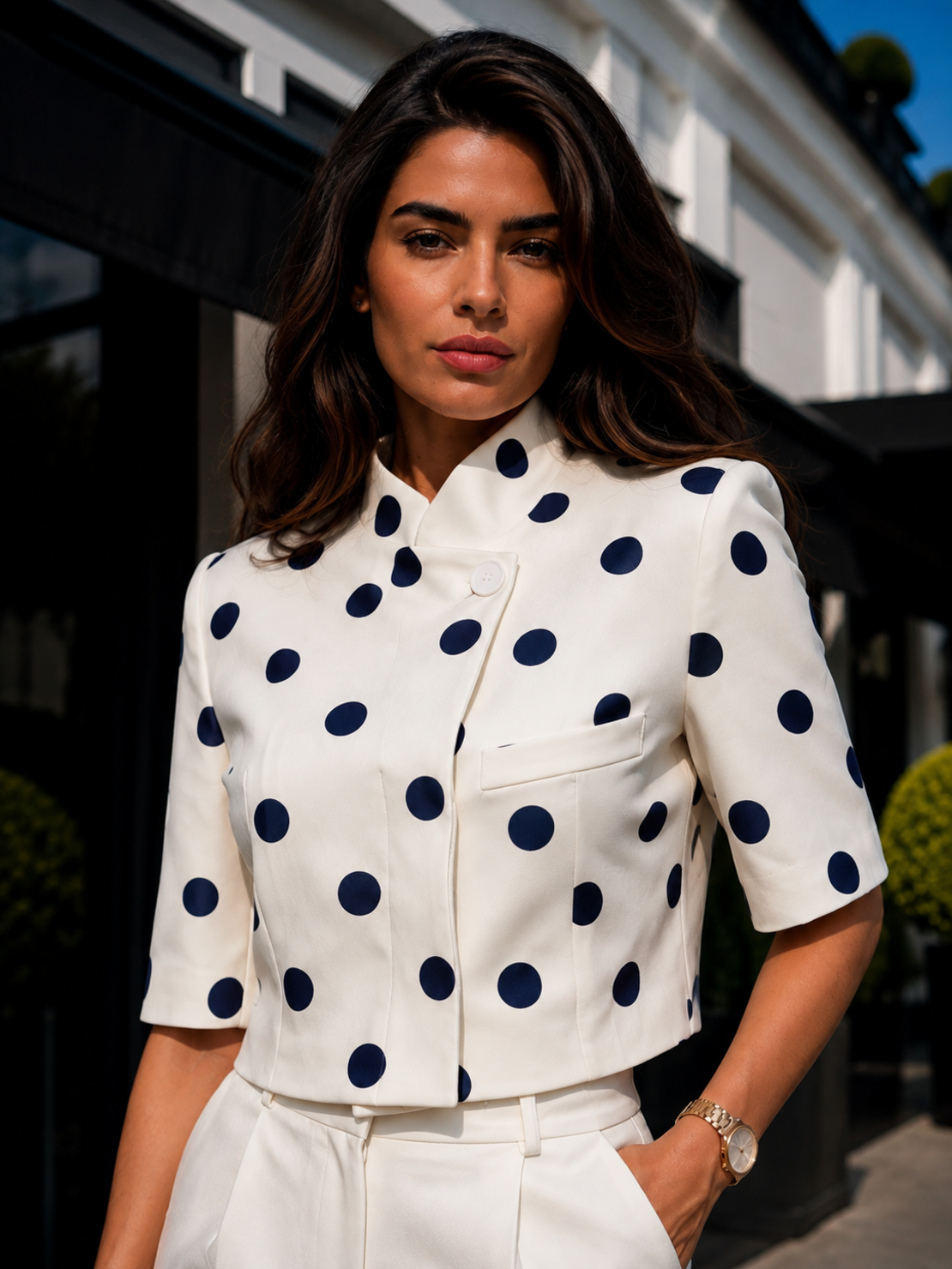 “Polka Chic Blazer” blue