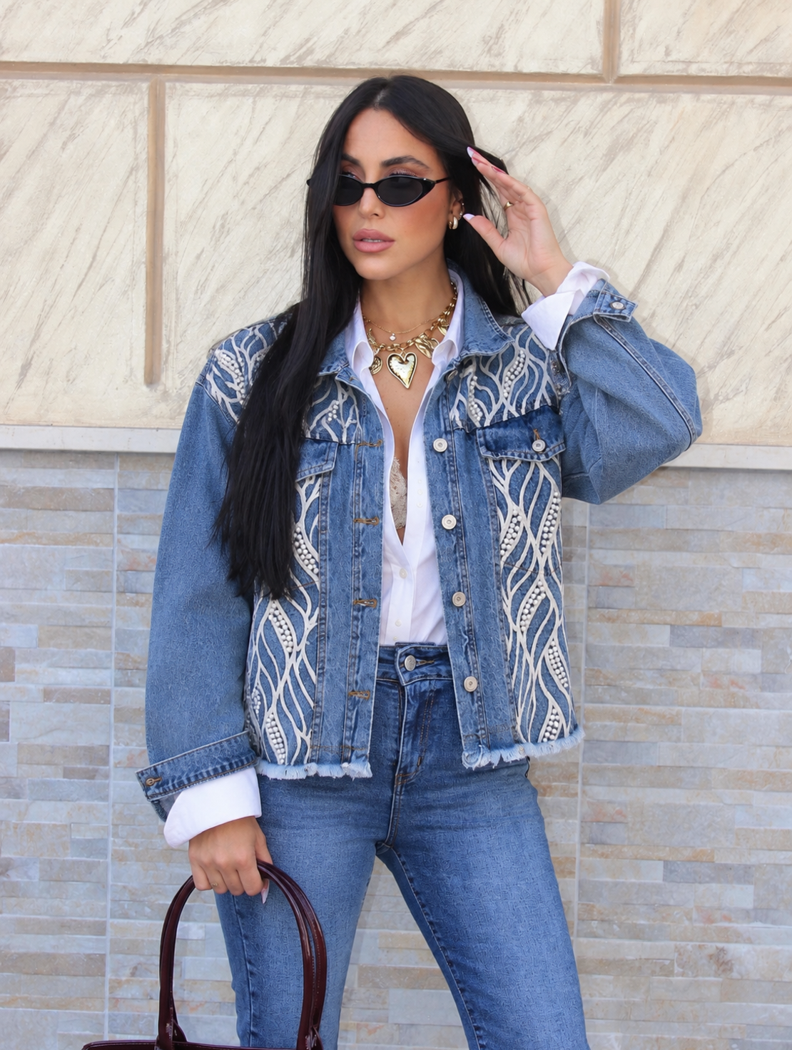 “ Denim Jacket ” Дънково яке с декоративни перли