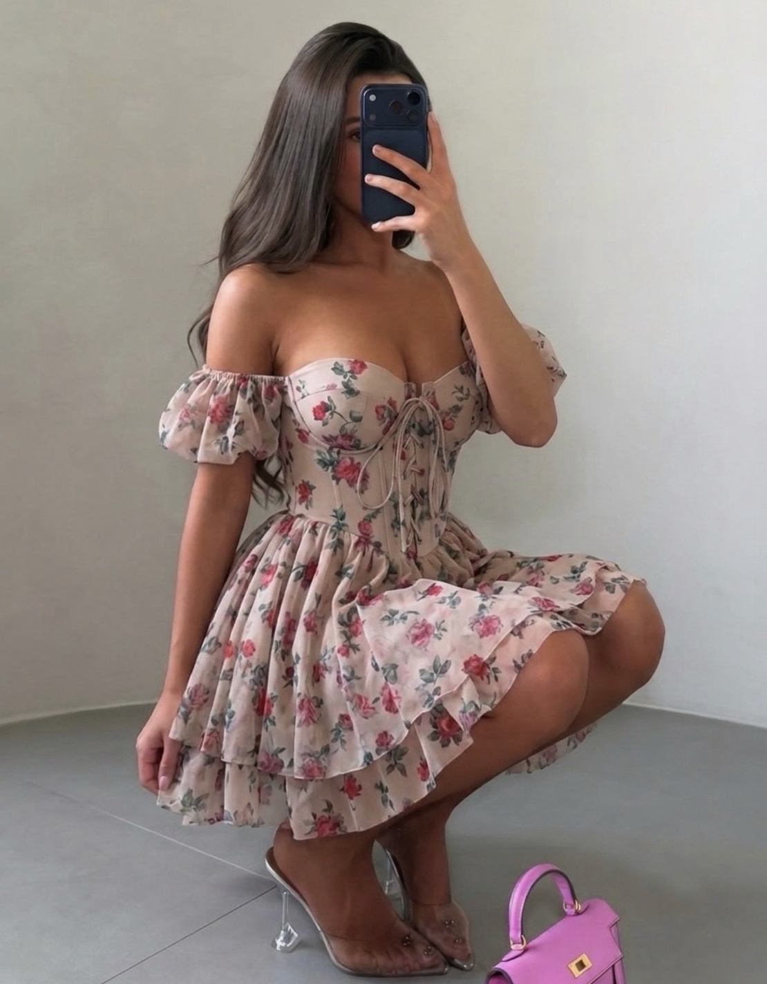 “ Floral Corset “ Mini Dress – Romantic Bloom