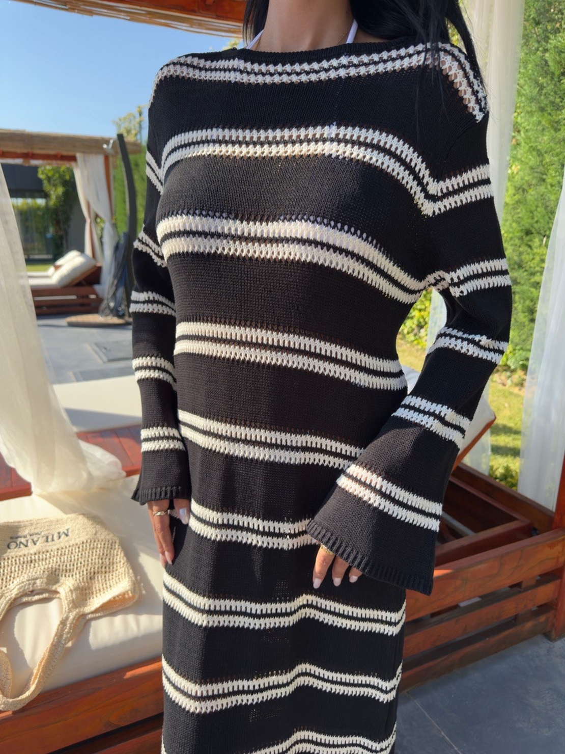 Oceana Backless black – дълга плажна рокля с отворен гръб