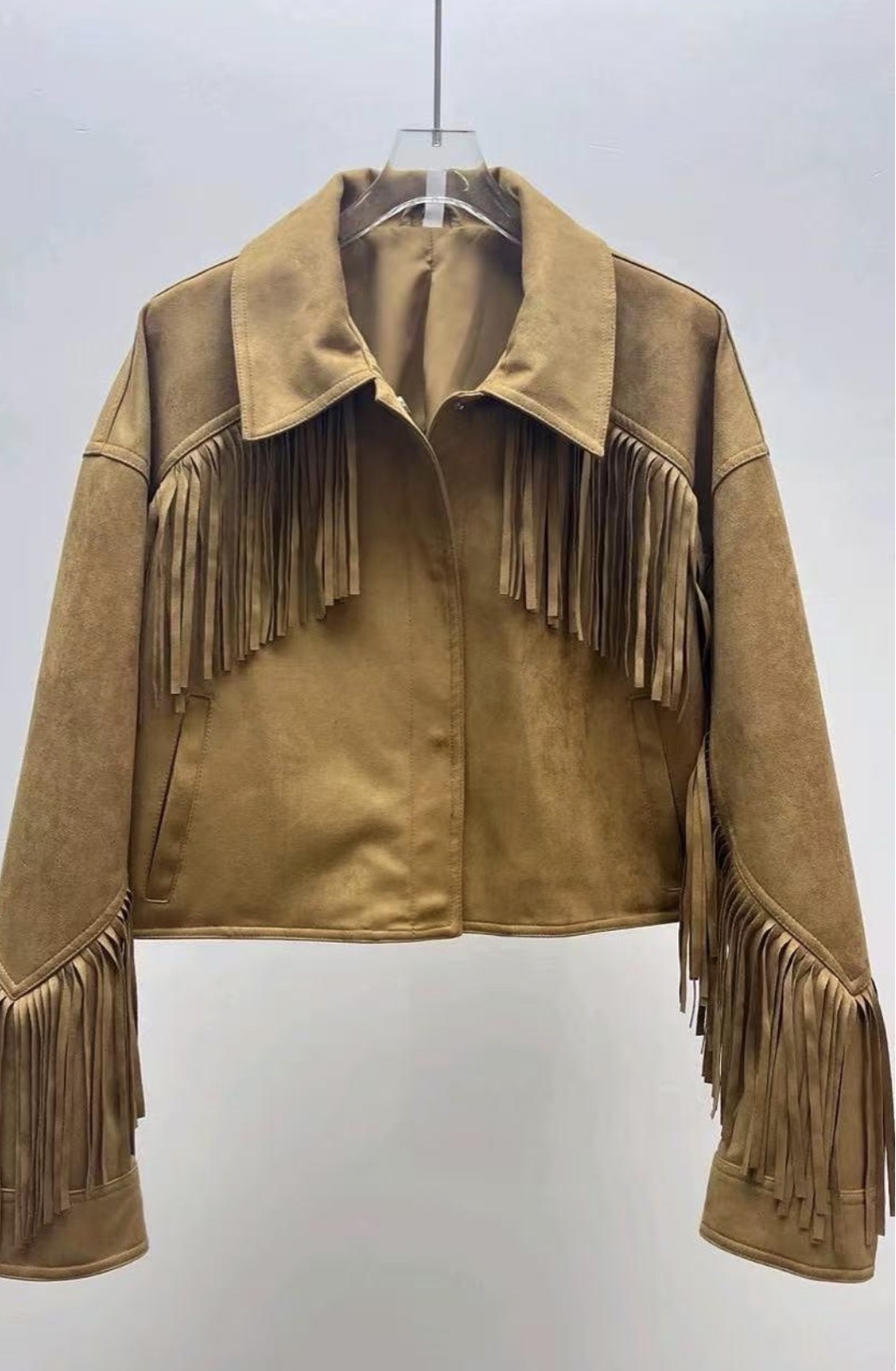 “ Western Chic” camel - Велурено яке с ресни
