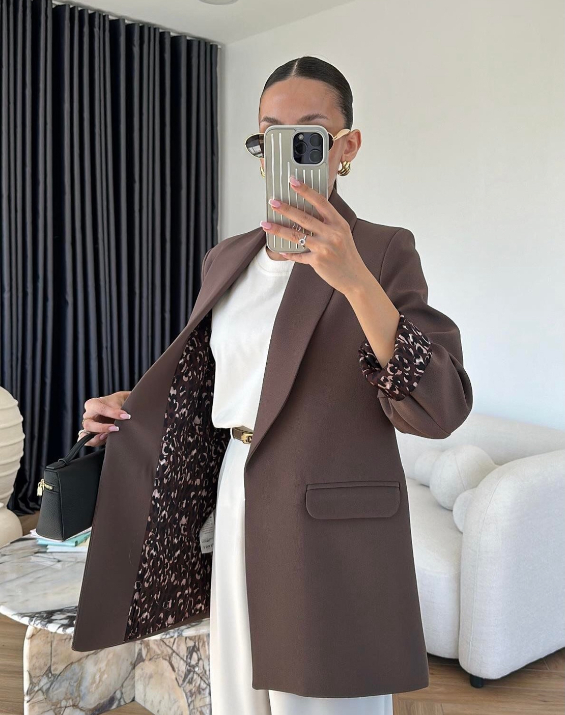 Mocha Tailored Blazer – Издължено кафяво сако