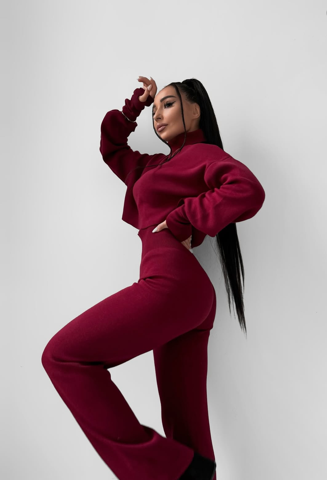 Cozy Elegance Set Bordo - плетен комплект