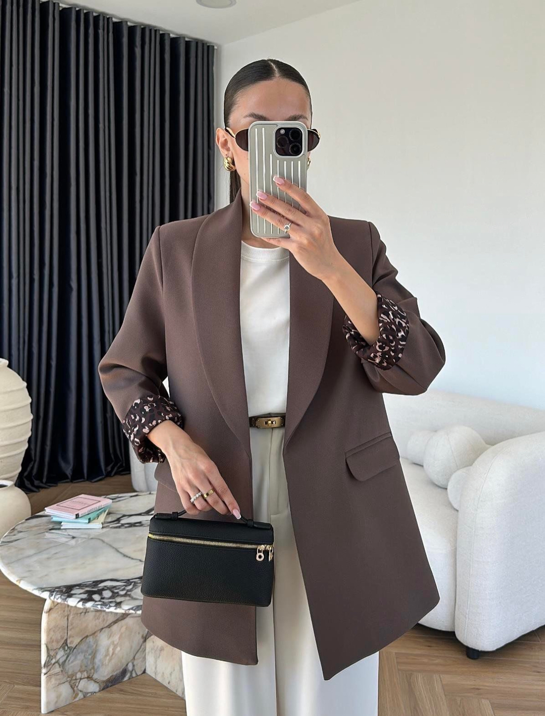 Mocha Tailored Blazer – Издължено кафяво сако
