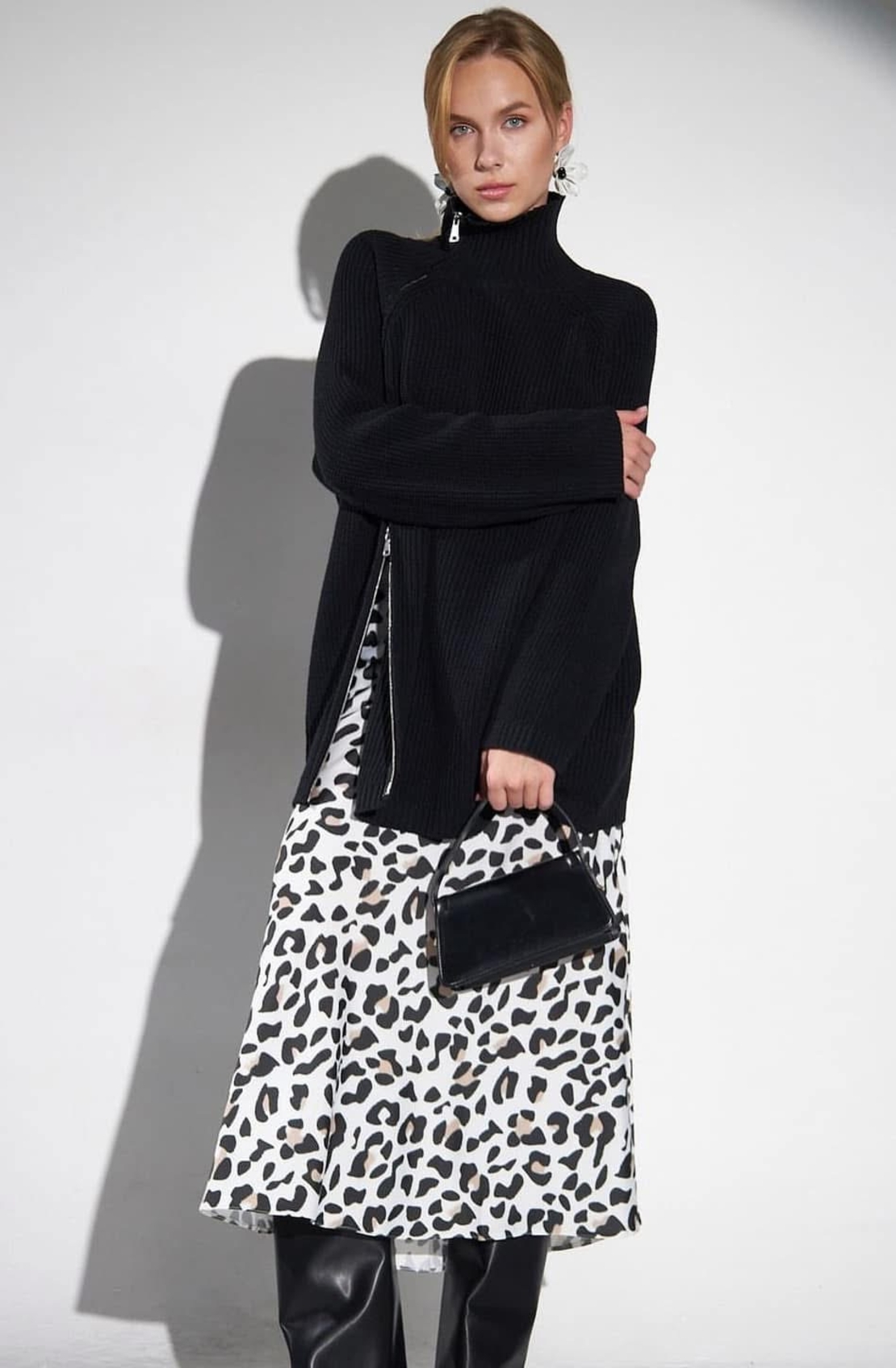 Дълга сатенена пола в леопардов принт