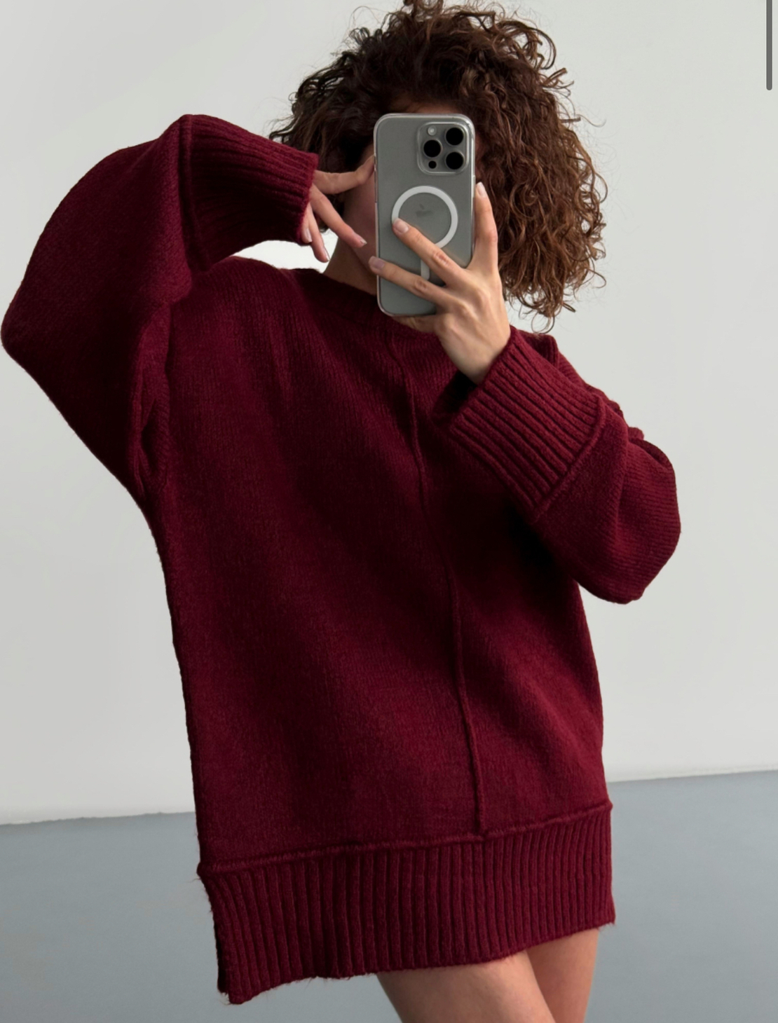 Издължен пуловер „Soft Touch“ Bordo